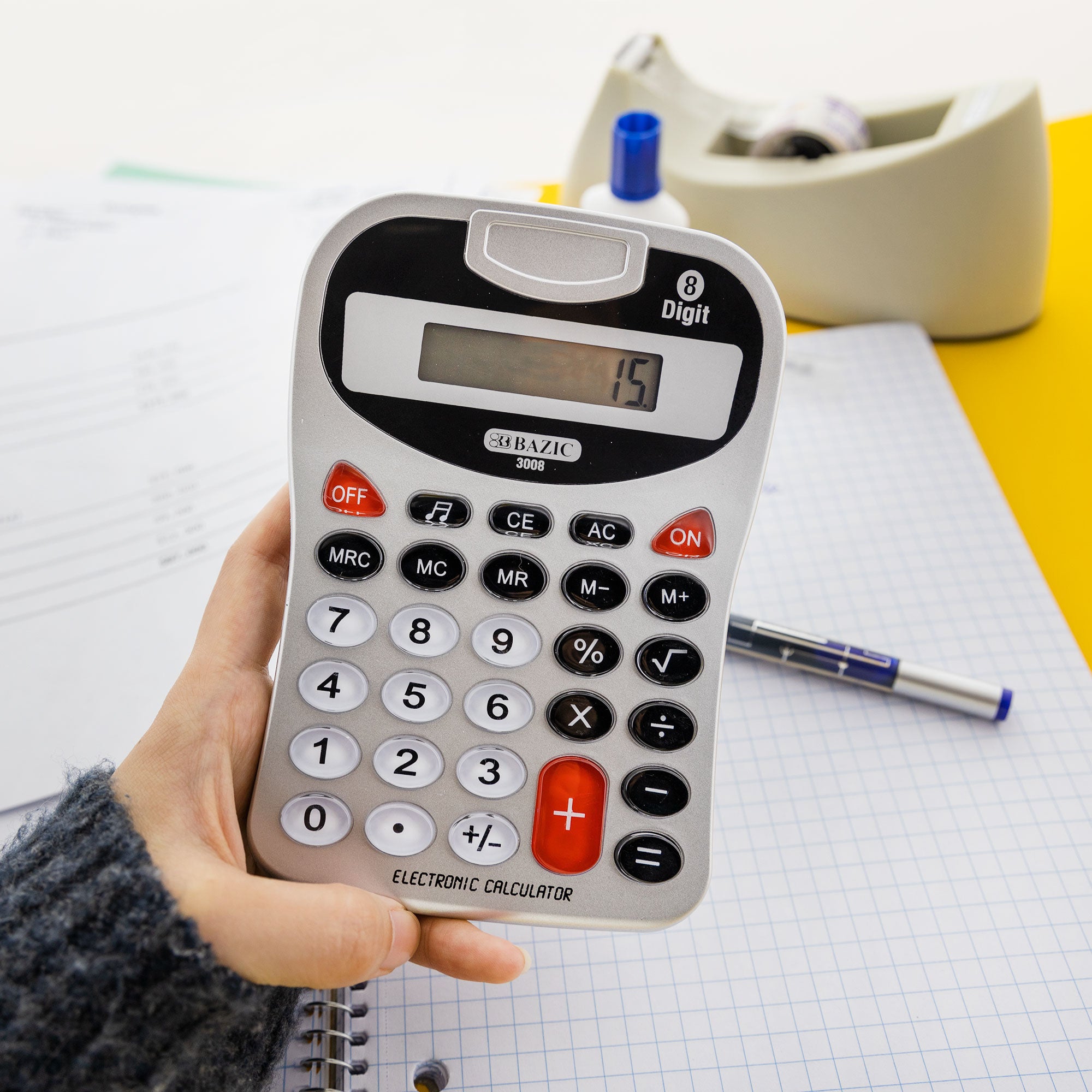 8-Digit Silver Desktop Calculator w/ Tone