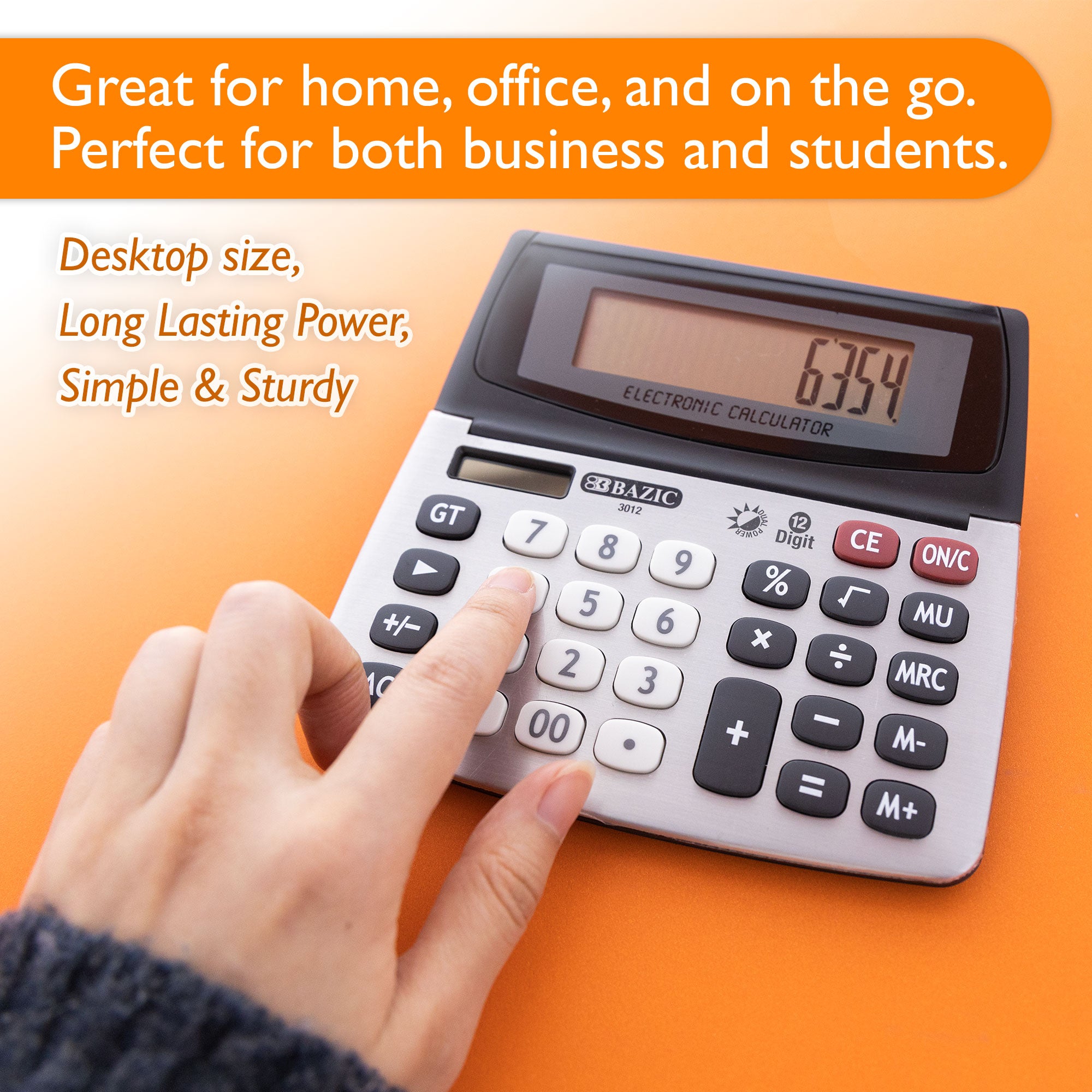12-Digit Dual Power Desktop Calculator w/ Adjustable Display