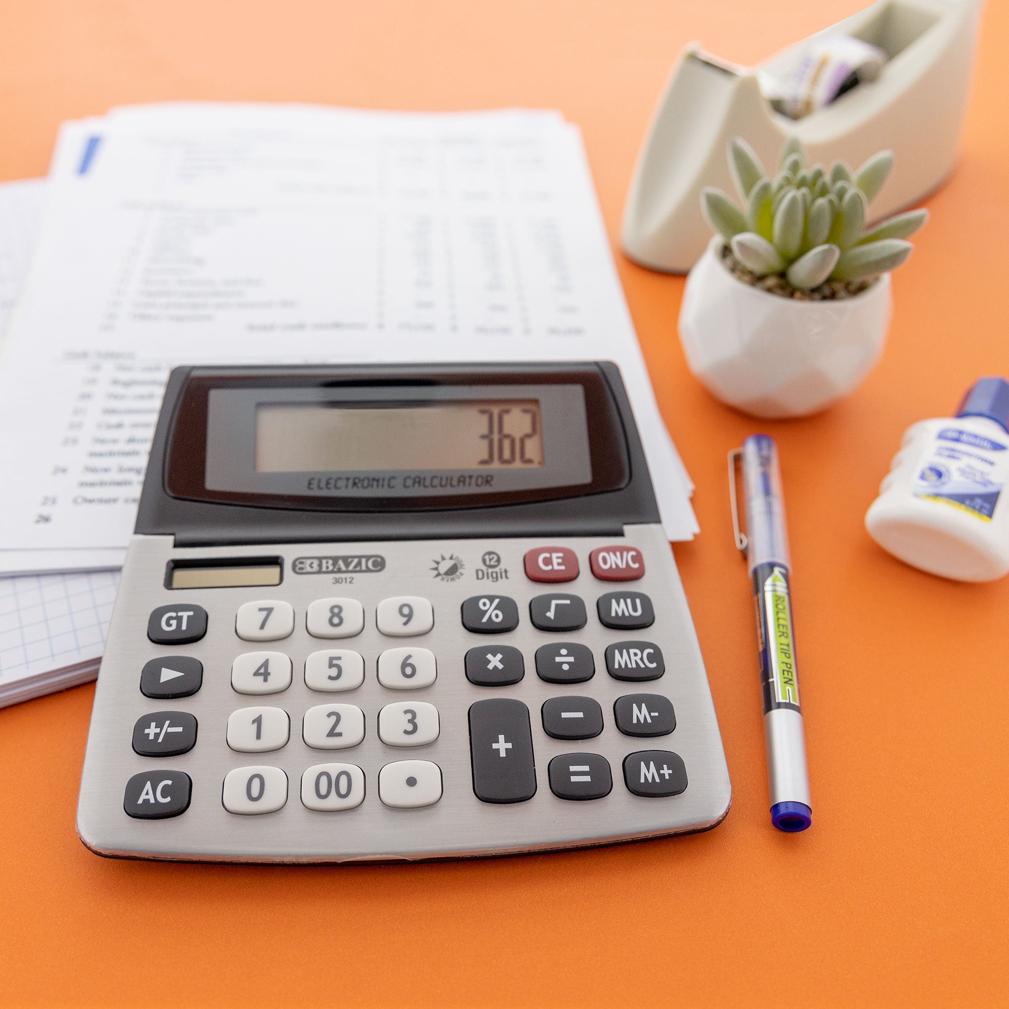12-Digit Dual Power Desktop Calculator w/ Adjustable Display