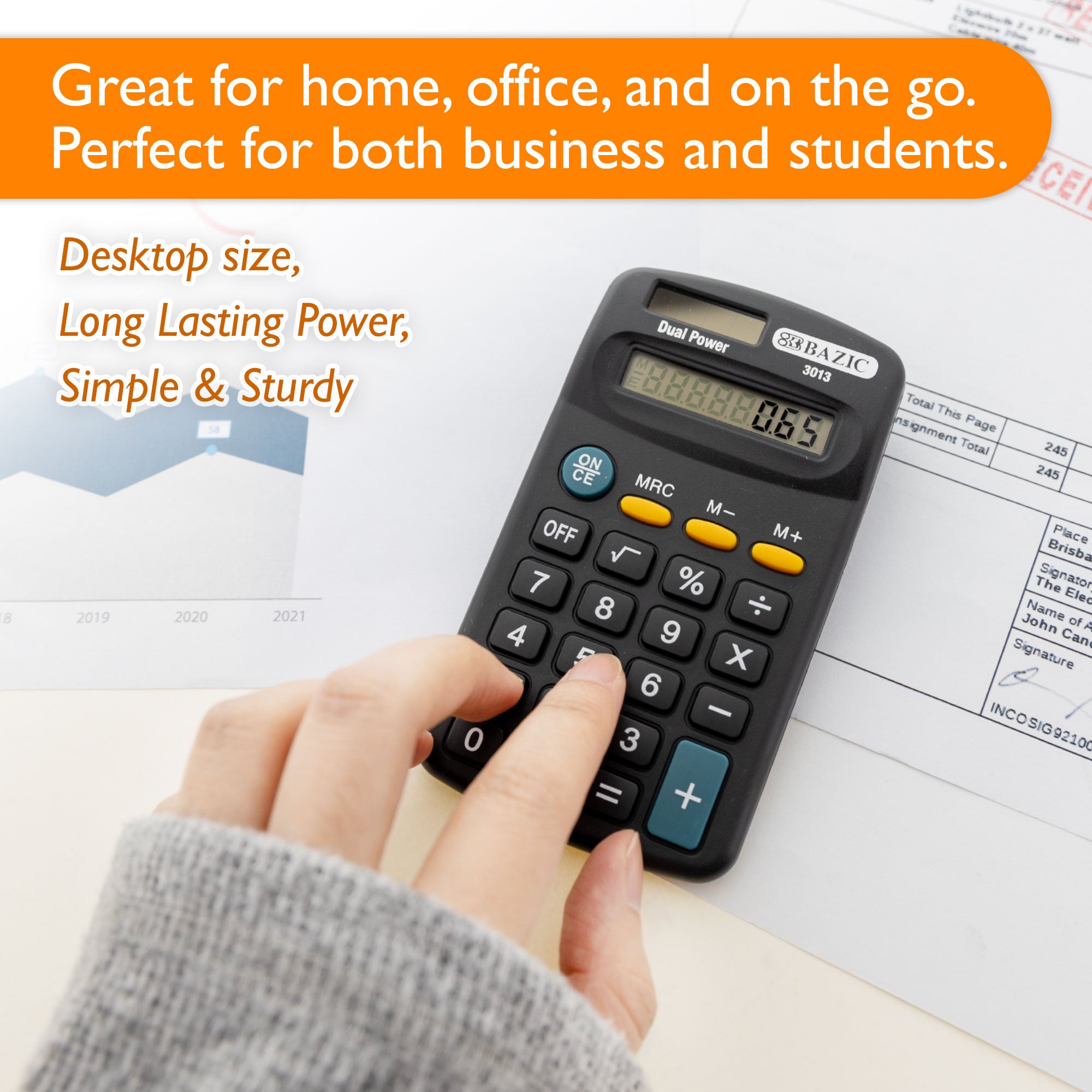 8-Digit Dual Power Pocket Size Calculator - BLACK