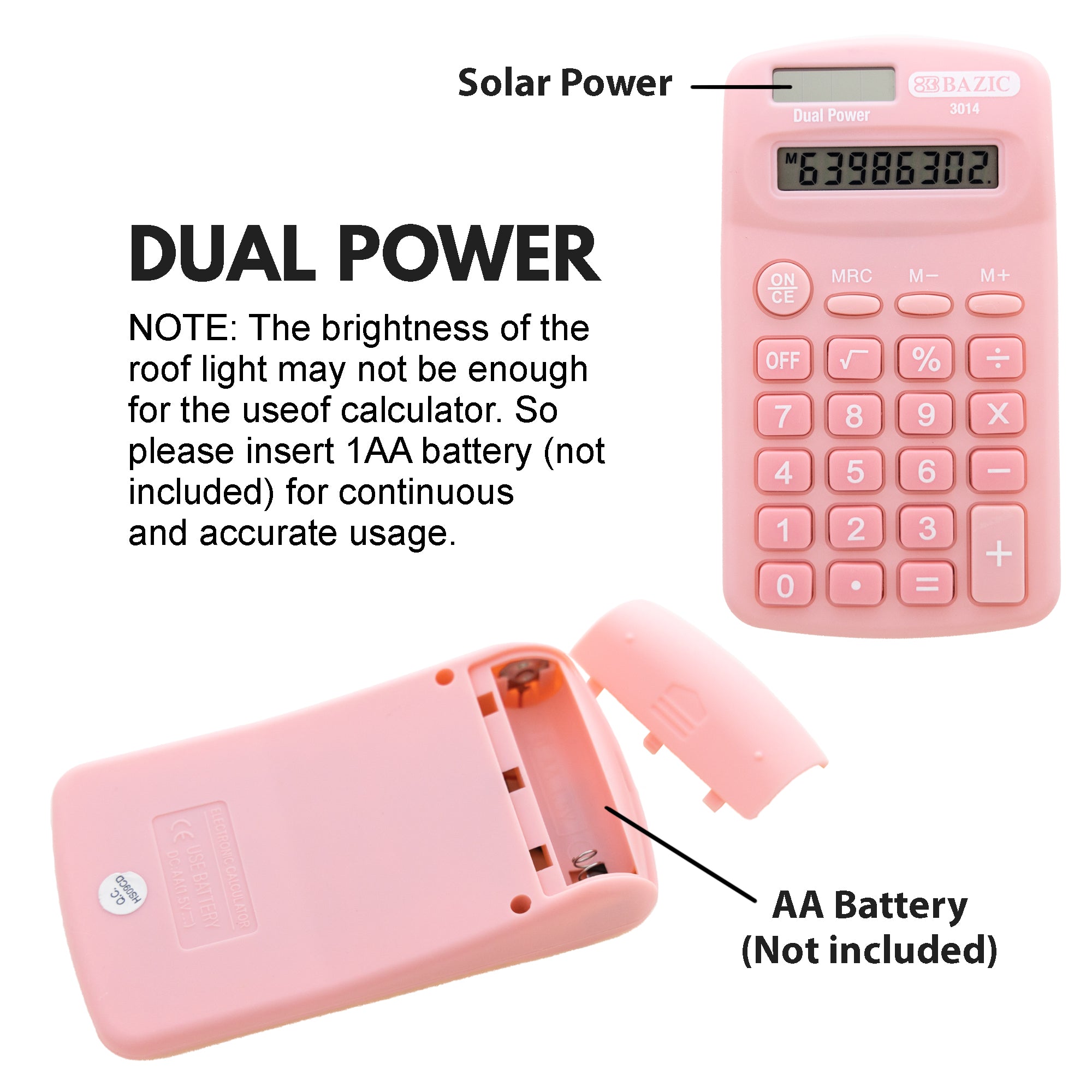 8-Digit Dual Power Pocket Size Calculator - Pastel Color