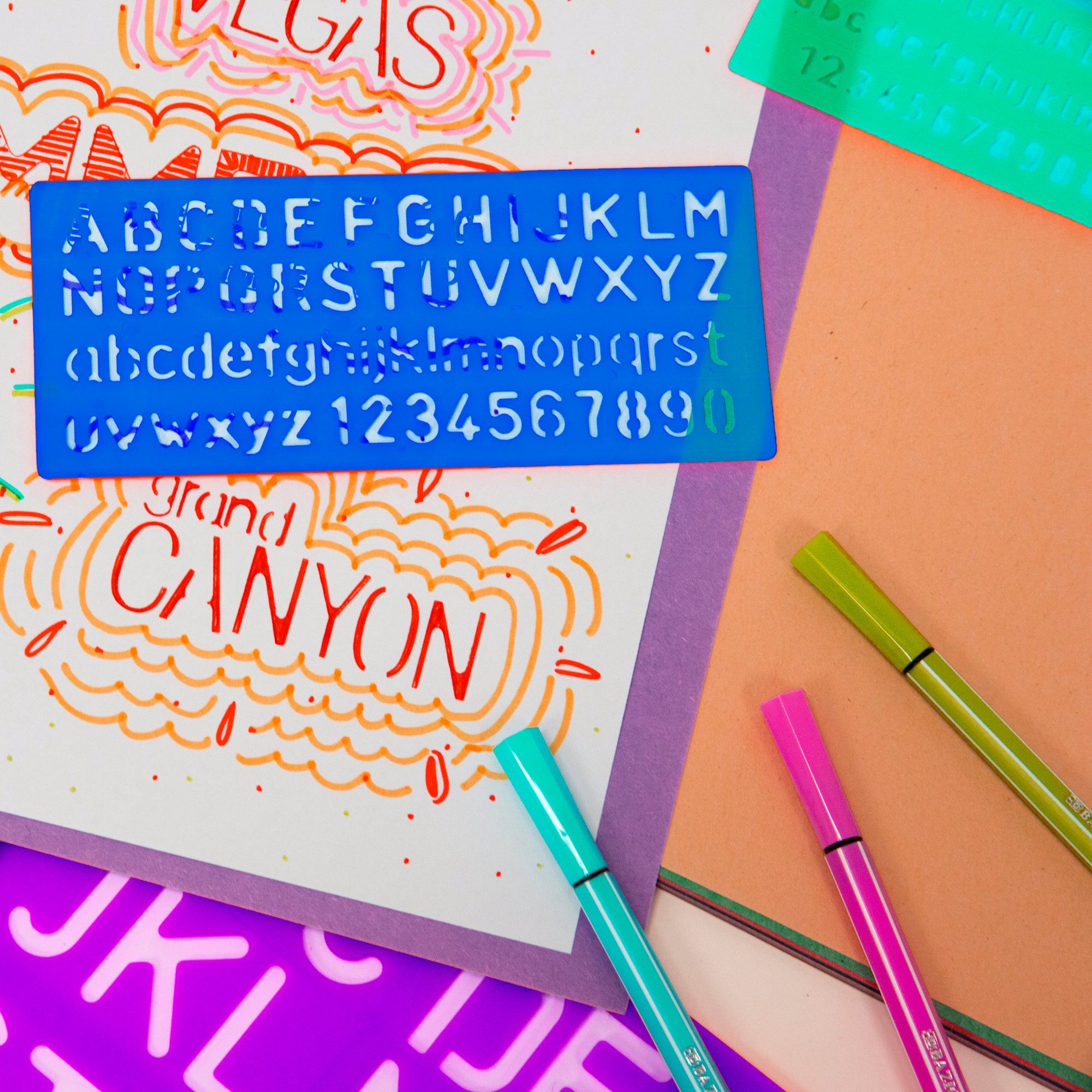 8, 10, 20, 30 mm Size Lettering Stencil Sets (4/Pack)