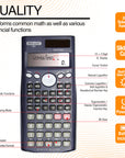 Scientific Calculator 240 Function, Slide-On Case