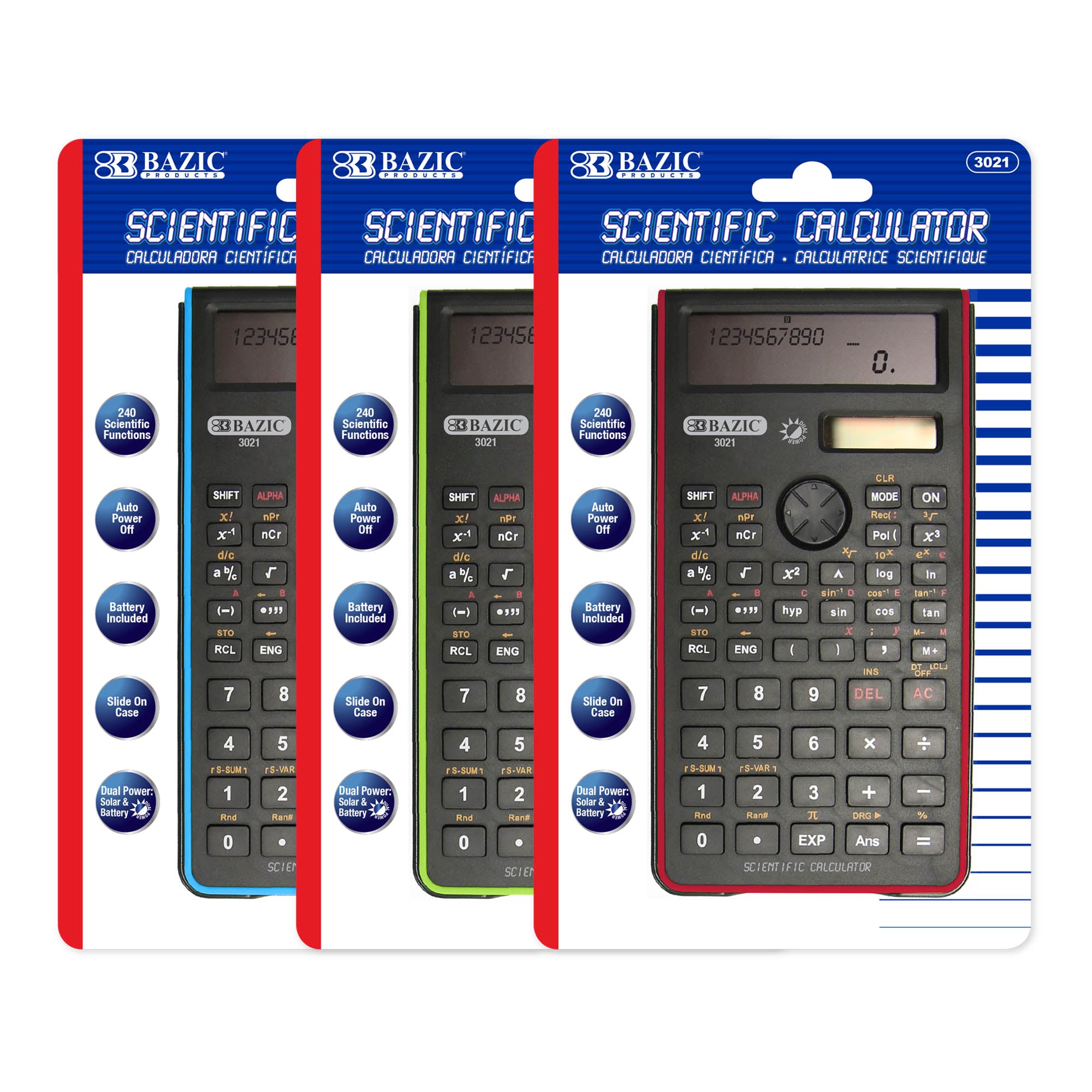 240 Function Fancy color Scientific Calculator w/ Slide-On Case