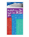 8, 10, 20, 30 mm Size Lettering Stencil Sets (4/Pack)