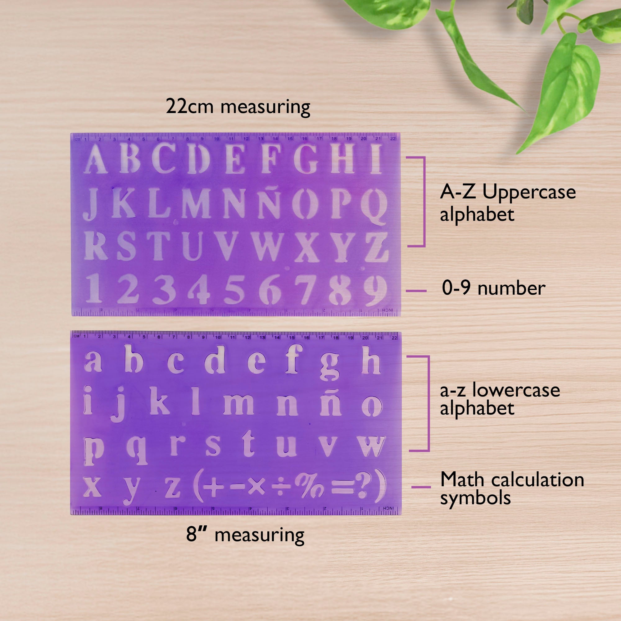 20mm Size Lettering Stencil Ruler Sets (2/Pack)