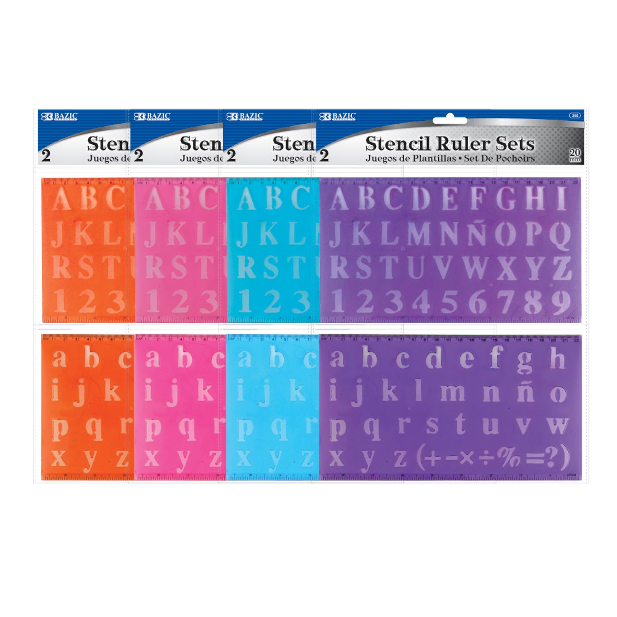 20mm Size Lettering Stencil Ruler Sets (2/Pack)