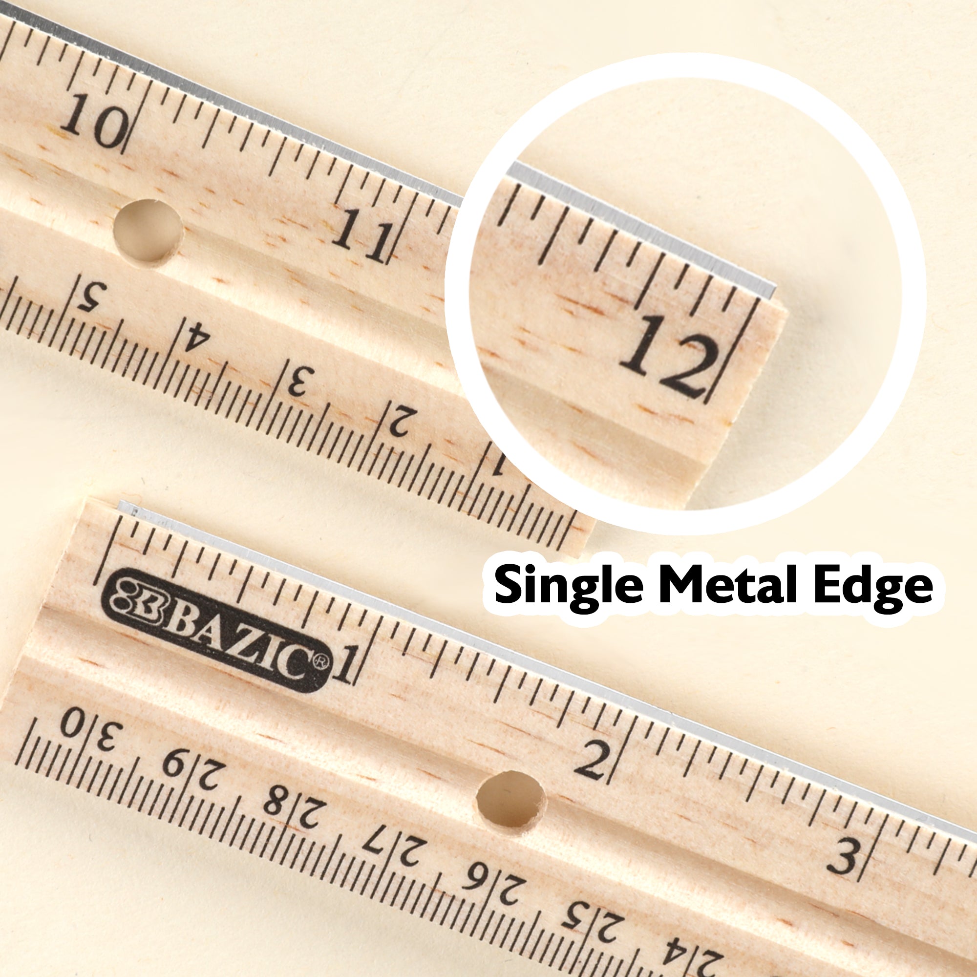 12" (30cm) Wooden Ruler (3/Pack)