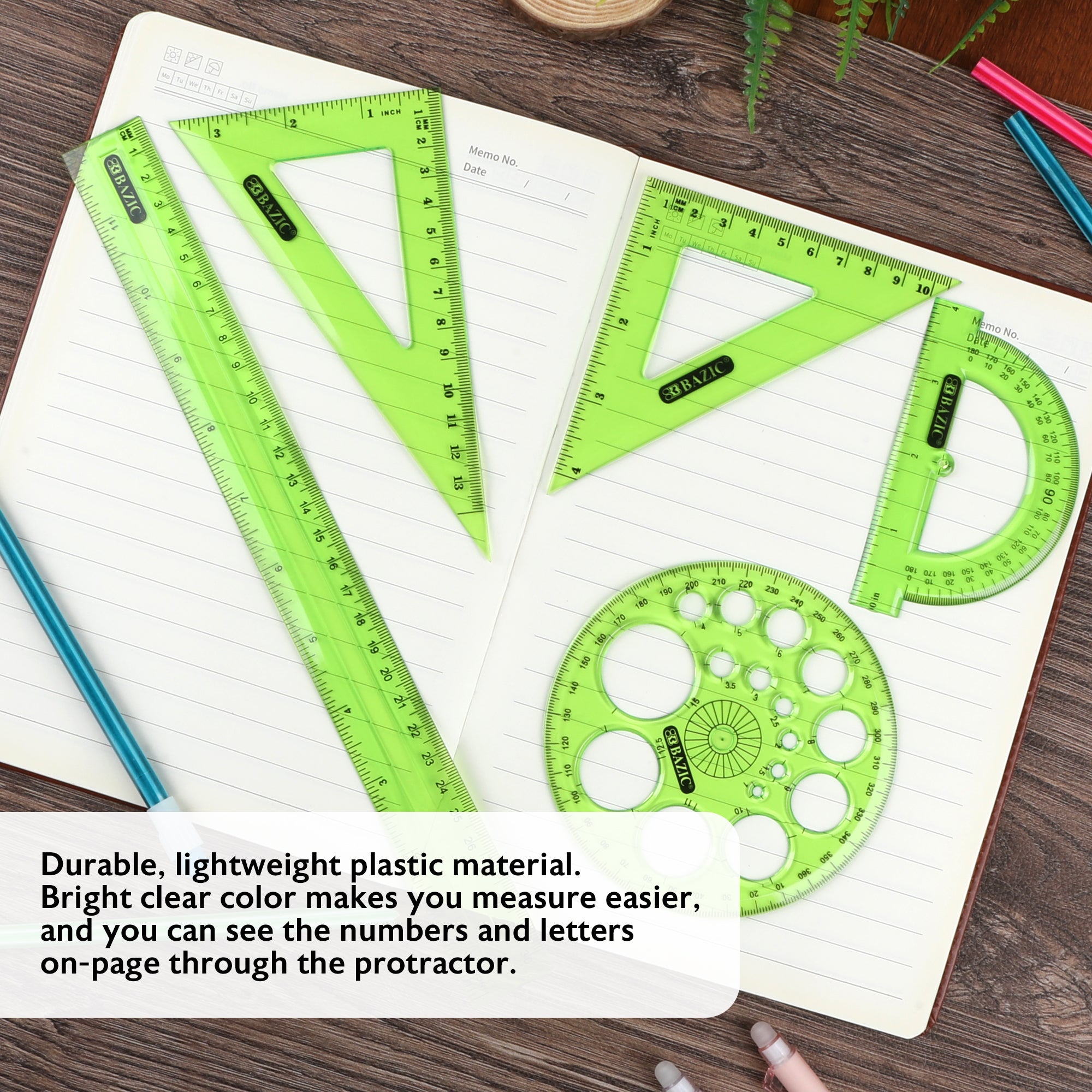 5-Piece Geometry Ruler Combination Sets