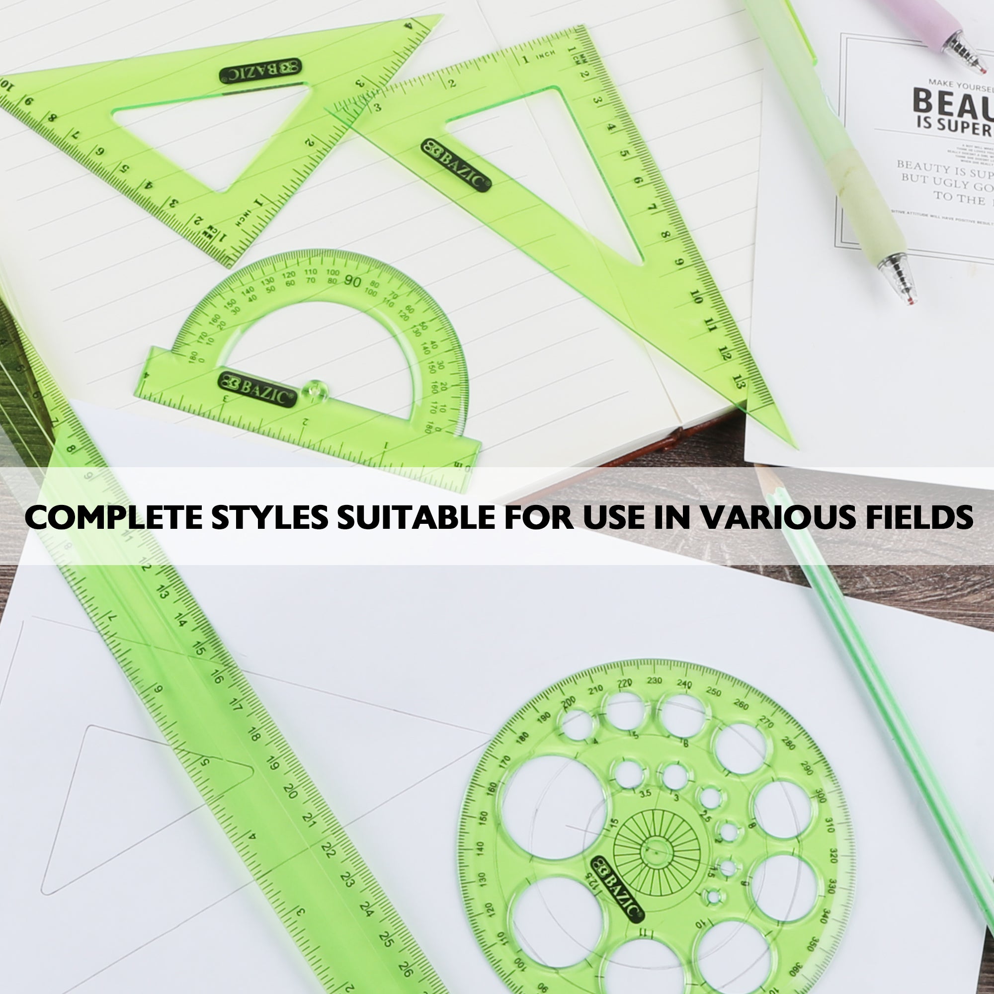 5-Piece Geometry Ruler Combination Sets