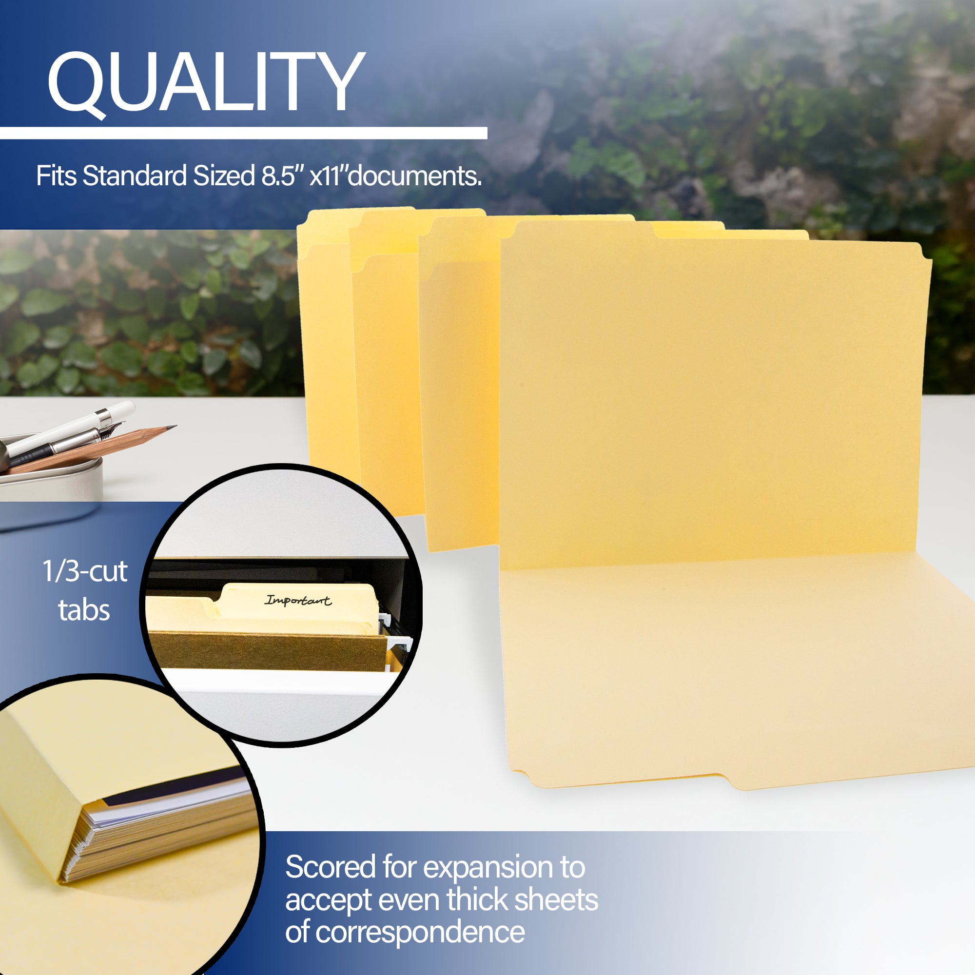 1/3 Cut Letter Size Manila File Folder (12/Pack)