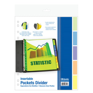 Pockets Dividers w/ 5-Insertable Color Tabs