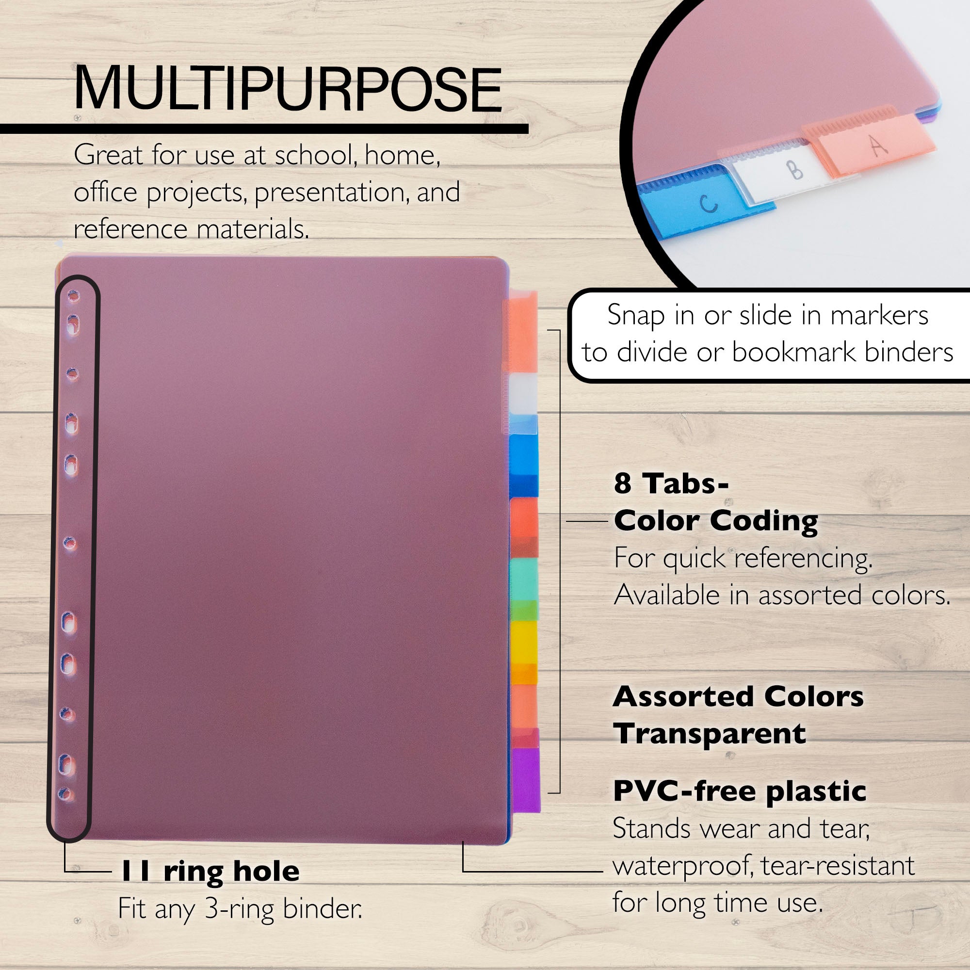 Dividers w/ 8-Insertable Color Tabs