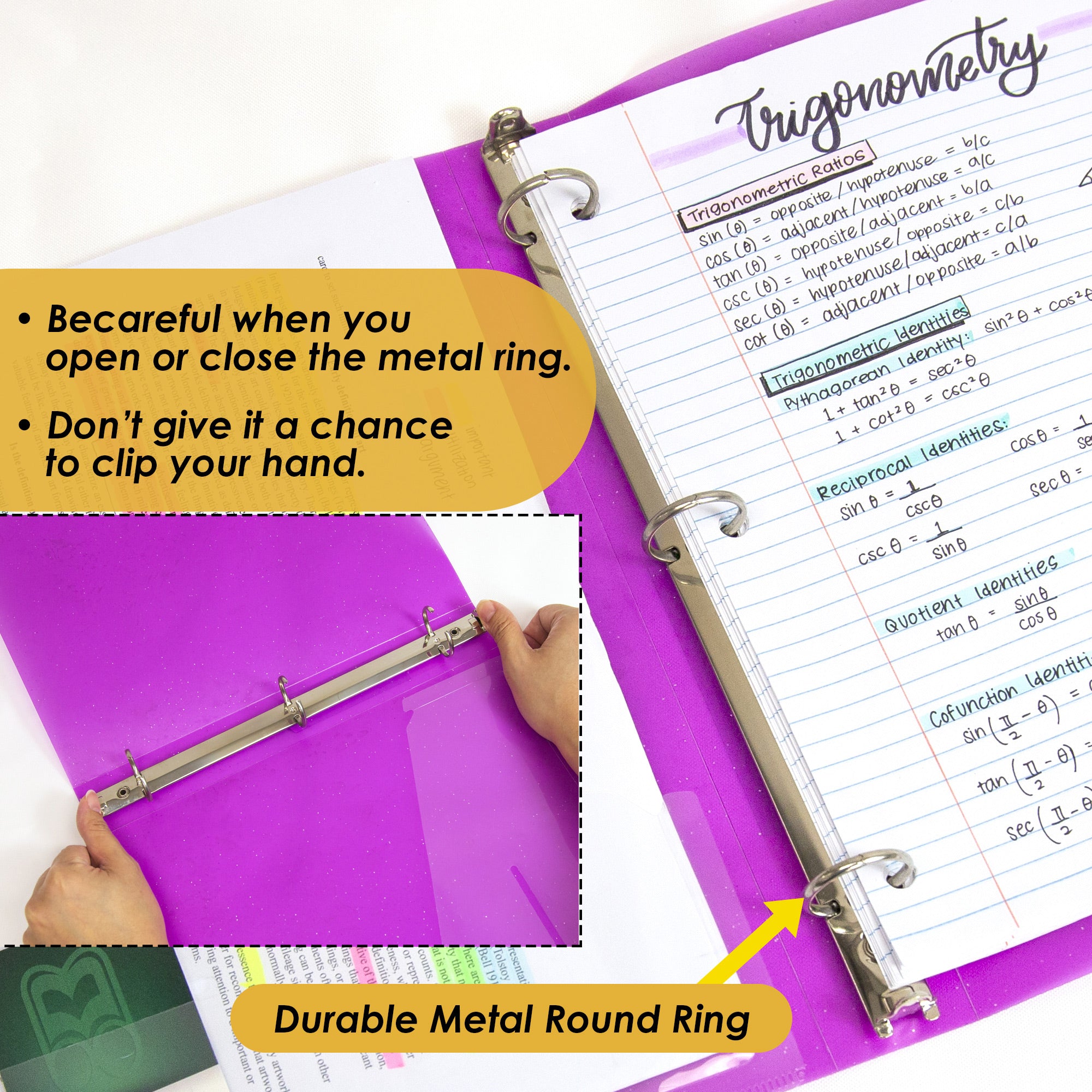 1" Glitter Poly 3-Ring Binder w/ Pocket