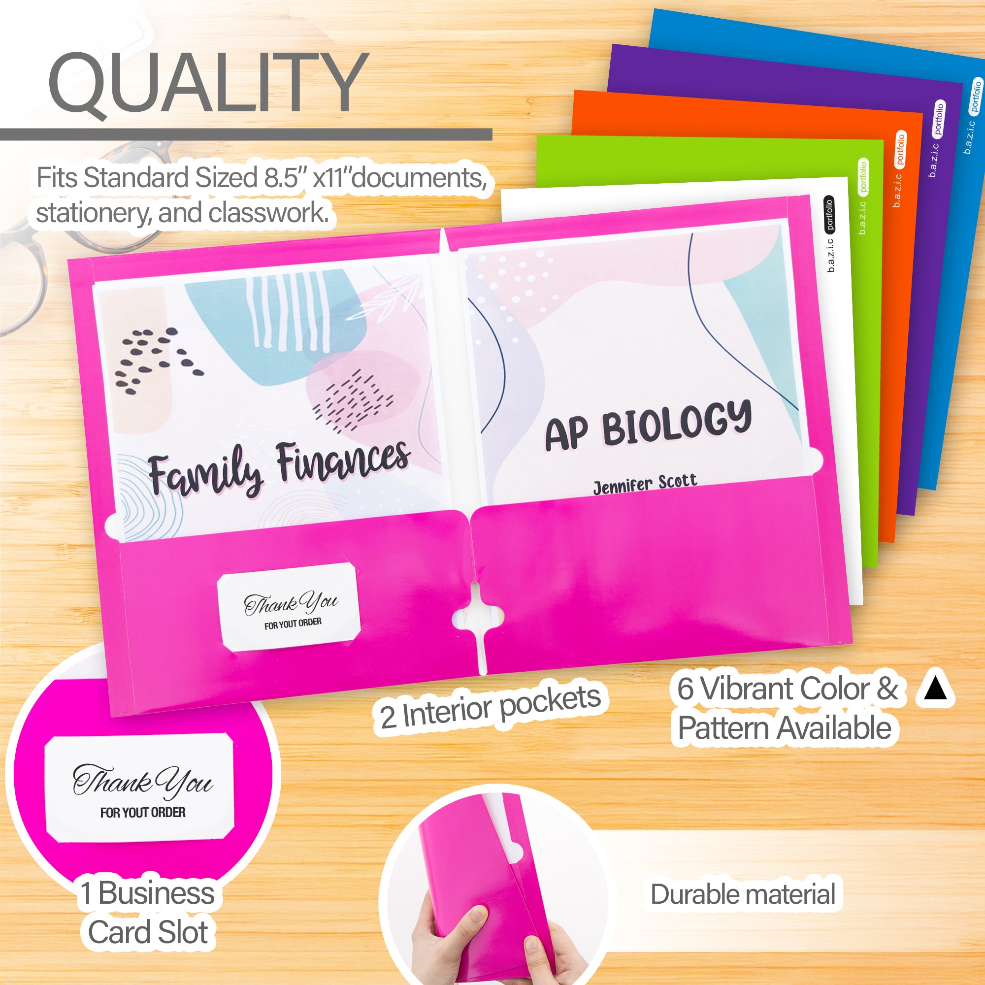 Glossy Laminated Bright Color 2-Pockets Portfolios
