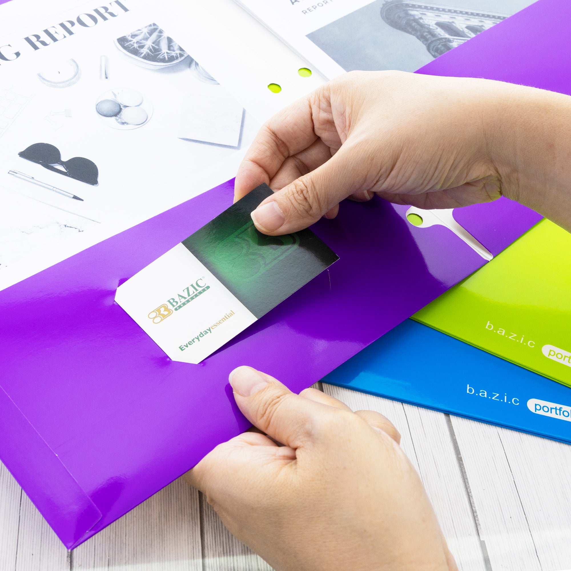 Glossy Laminated Bright Color 2-Pockets Portfolios