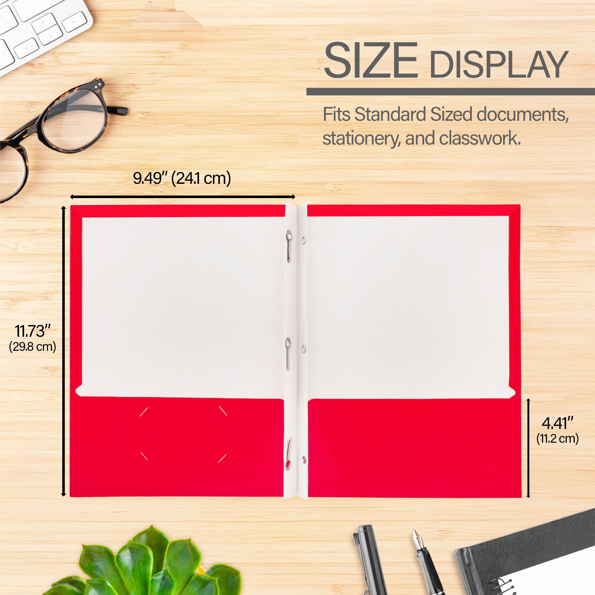 Glossy Laminated 2-Pocket Portfolios w/ 3-Prong Fastener