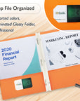 Glossy Laminated 2-Pocket Portfolios w/ 3-Prong Fastener