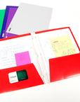 Glossy Laminated 2-Pocket Portfolios w/ 3-Prong Fastener