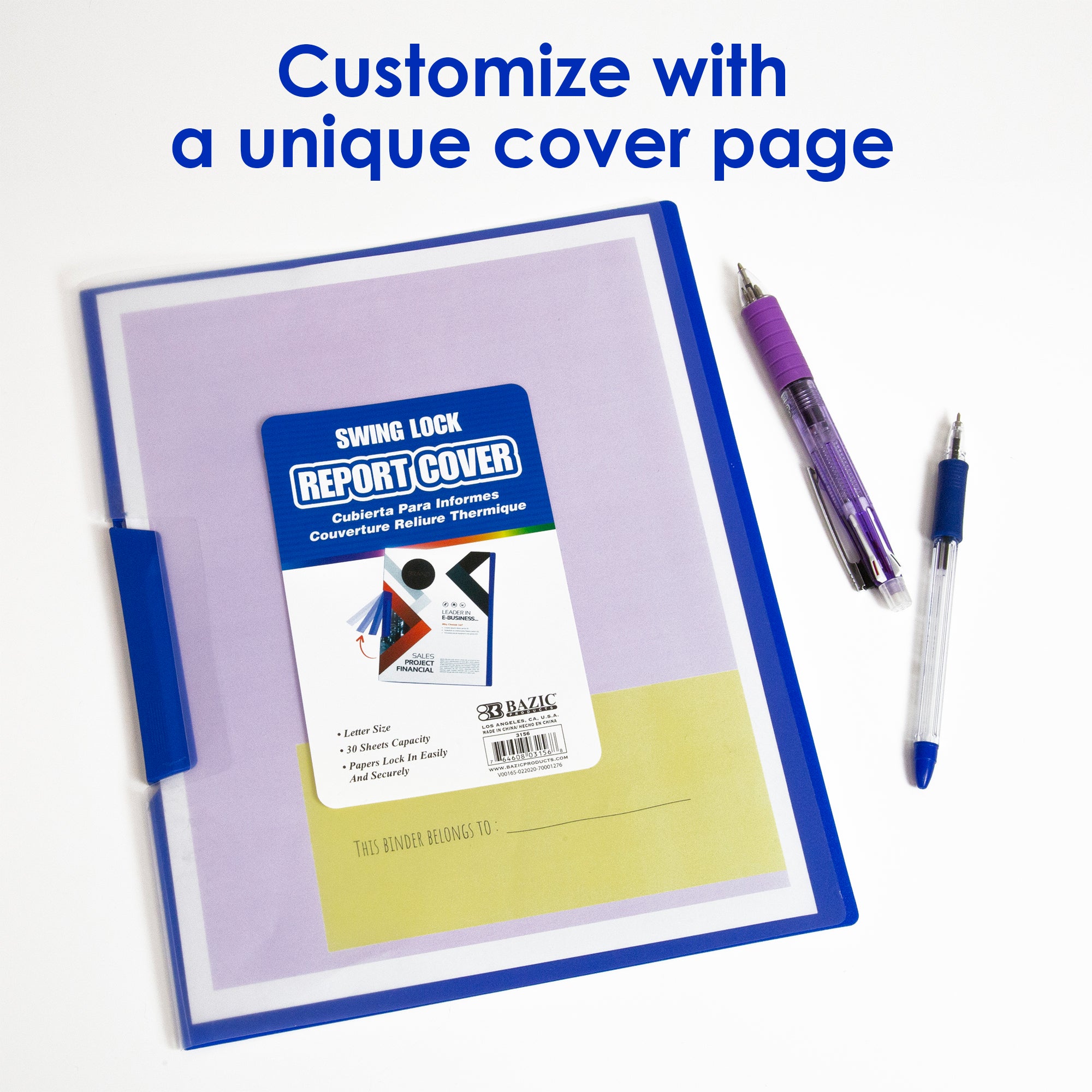 Swing-lock Report Cover w/Clear Front