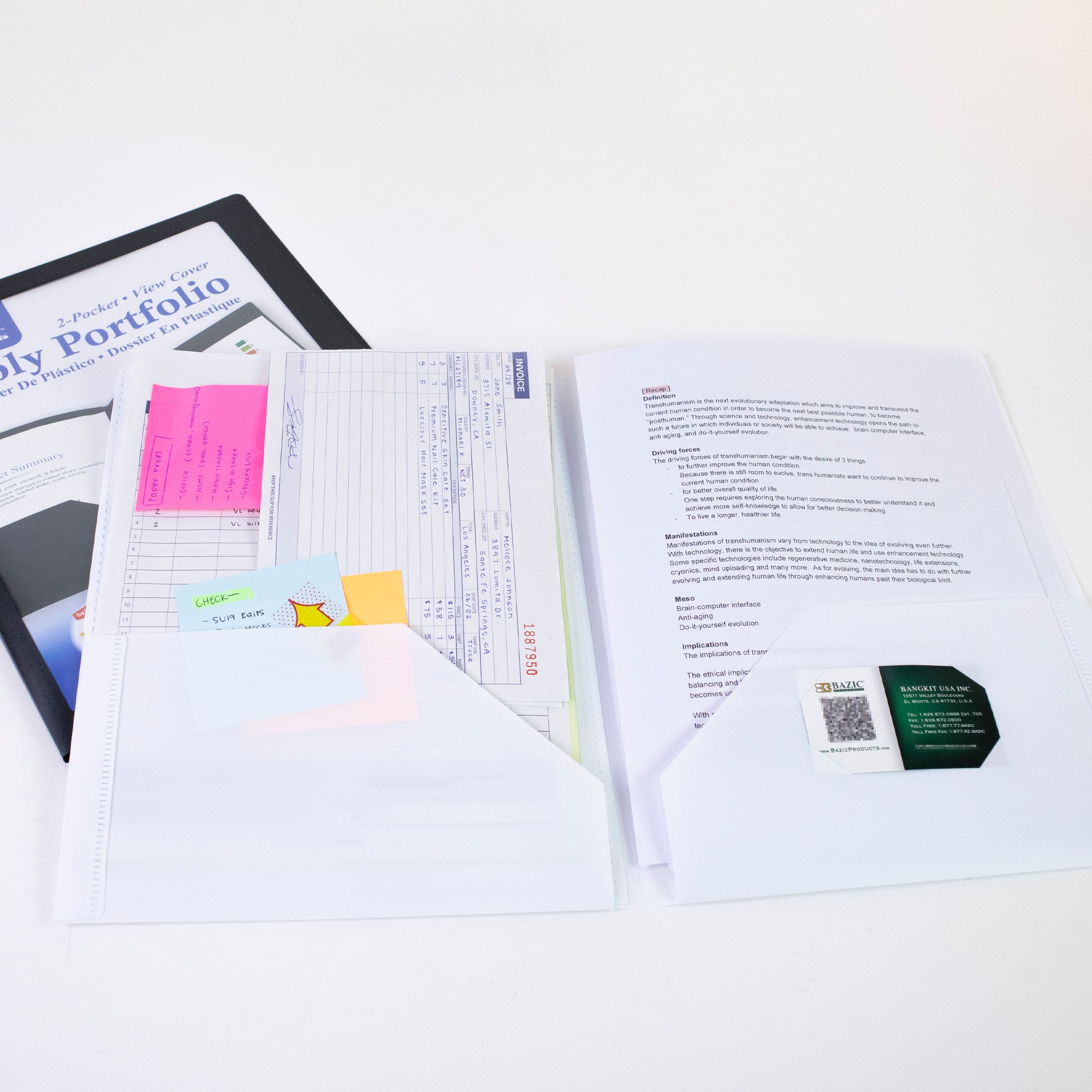 2-Pocket Poly Portfolio w/ View Cover