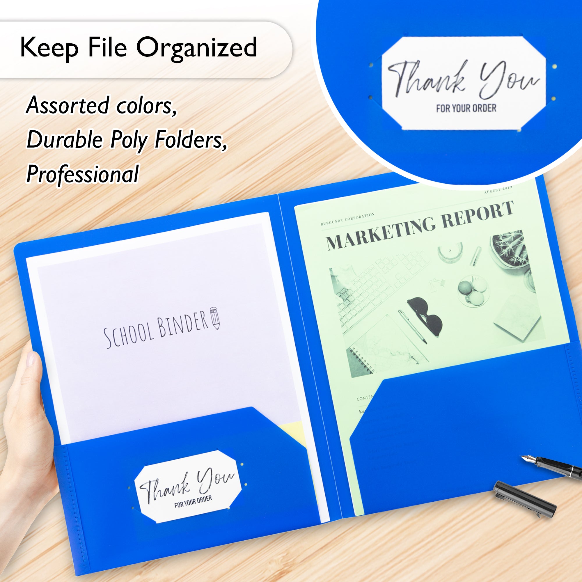 Solid Color 2-Pocket Poly Portfolio