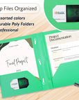 Solid Color 2-Pocket Poly Portfolio w/ 3 Prongs