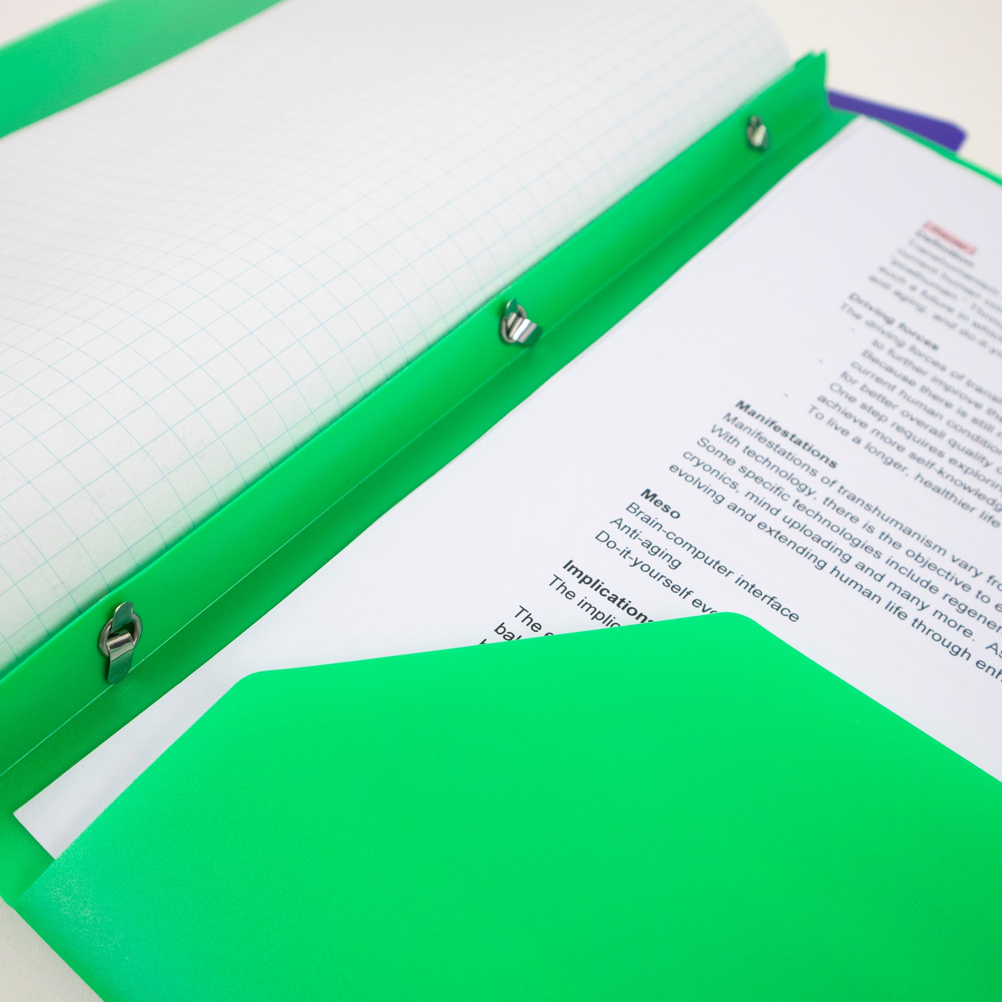 Solid Color 2-Pocket Poly Portfolio w/ 3 Prongs