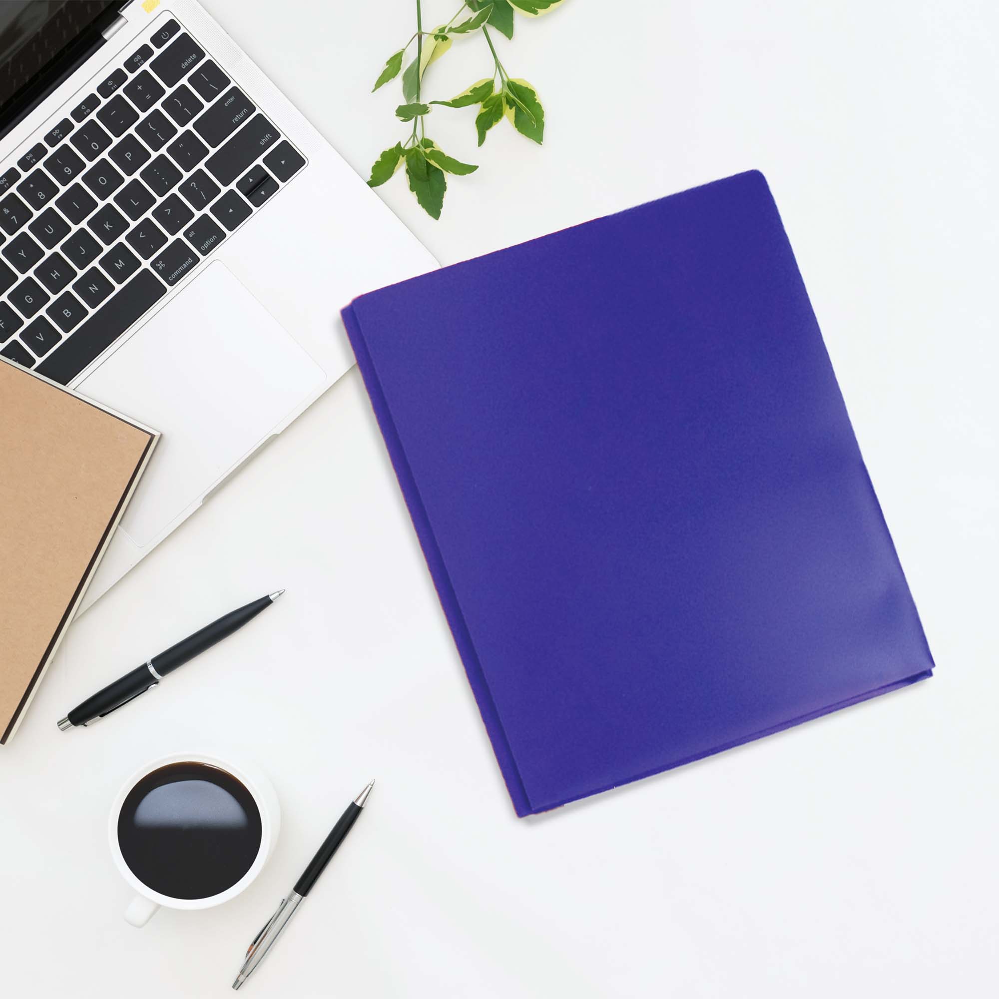 Solid Color 2-Pocket Poly Portfolio w/ 3 Prongs