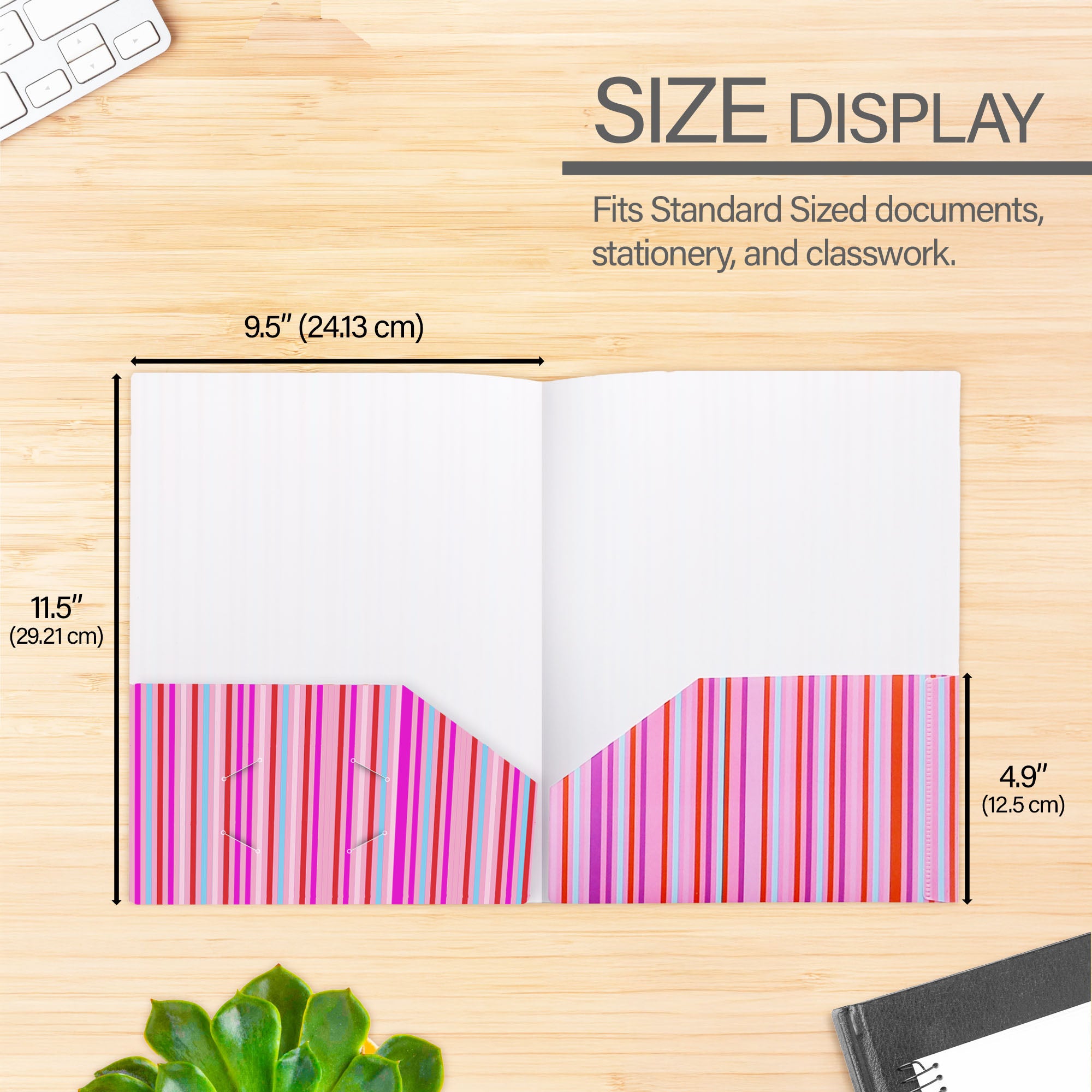 Stripes 2-Pocket Poly Portfolio