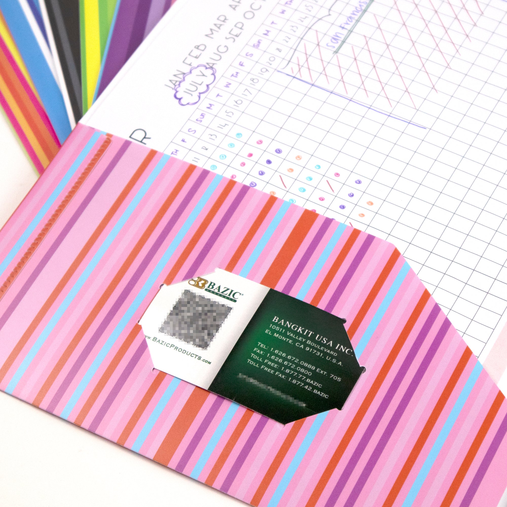 Stripes 2-Pocket Poly Portfolio