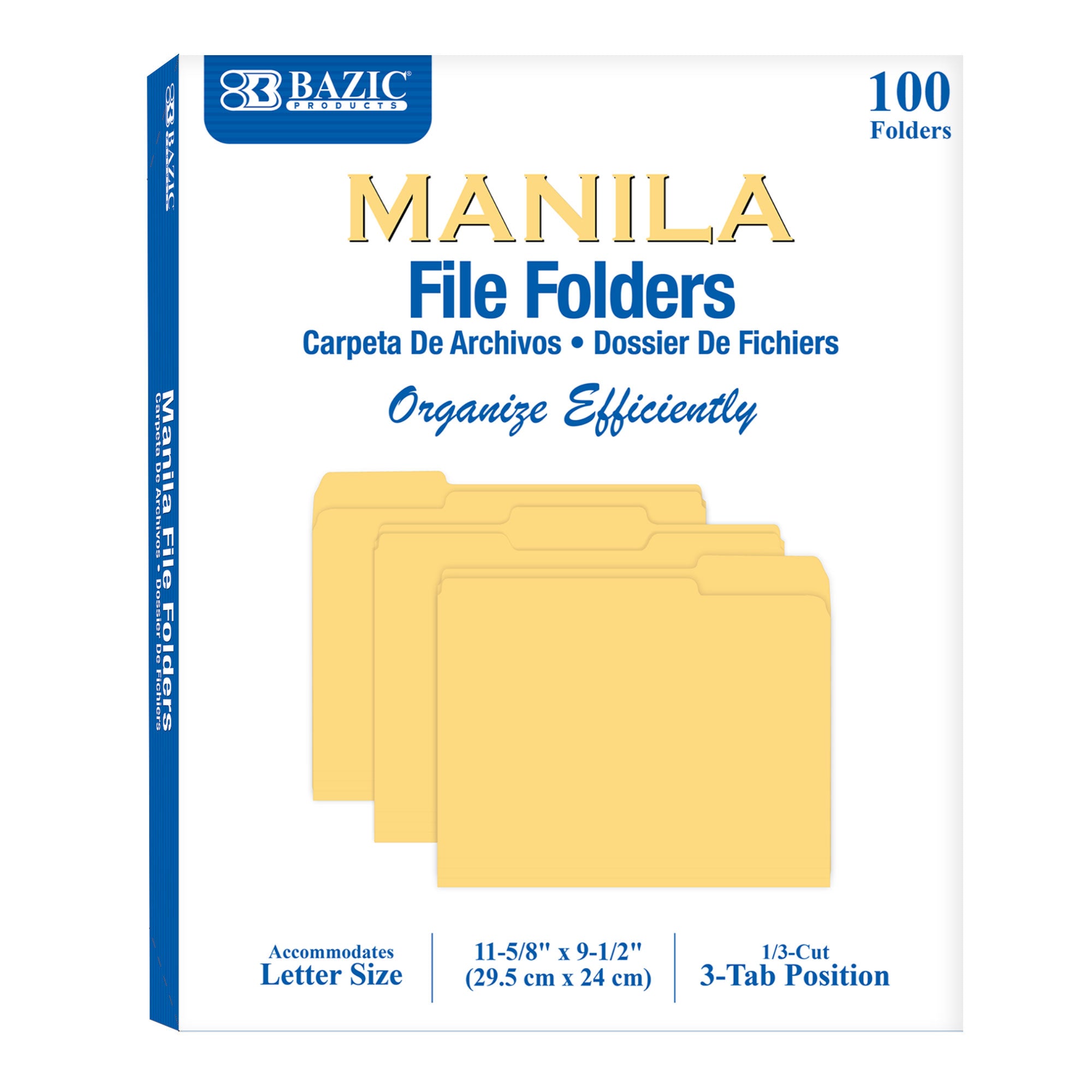 1/3 Cut Letter Size Manila File Folder (100/Box)