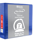 3" Blue Slant D-Ring View Binder w/ 2-Pockets