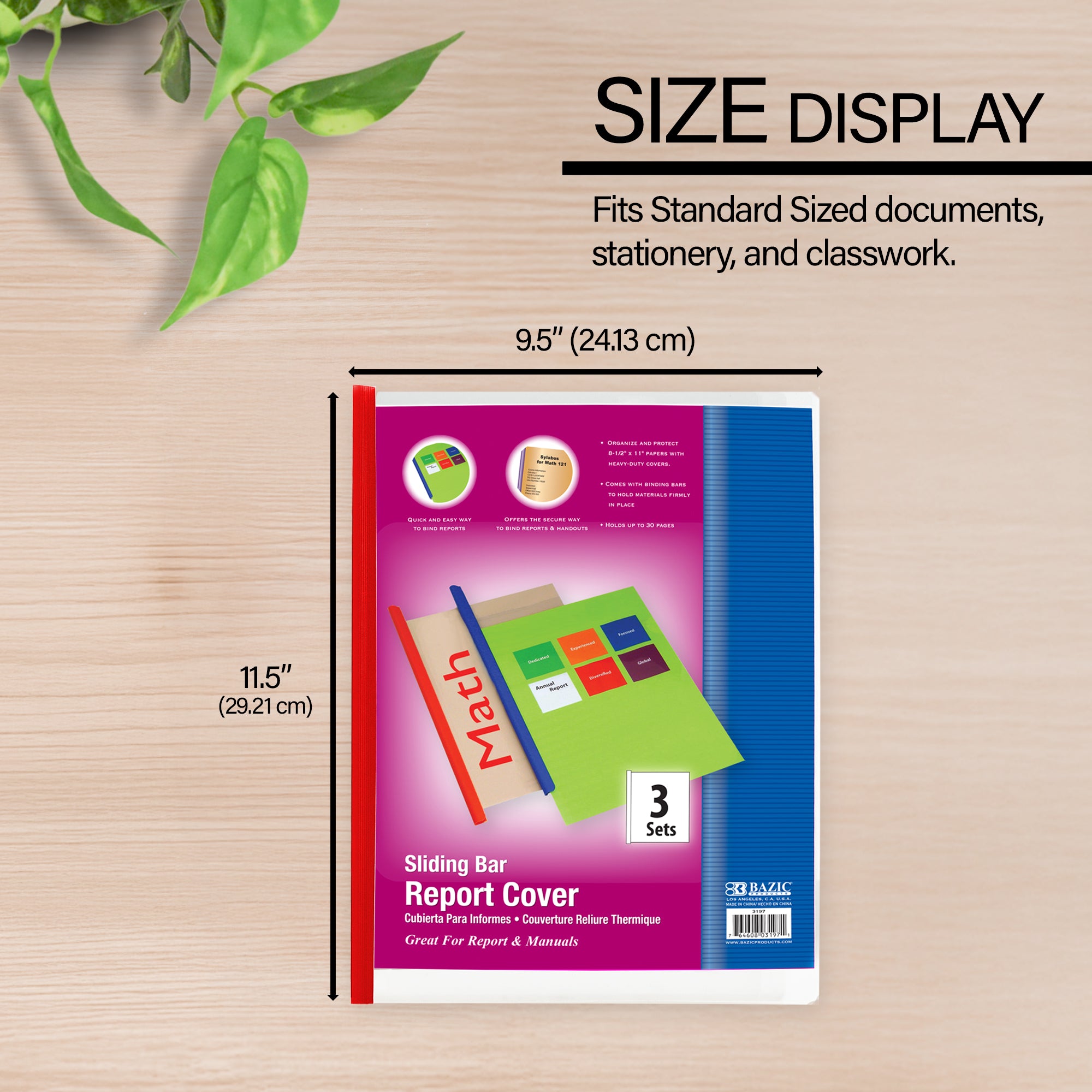 Clear Front Report Covers w/ Sliding Bar (3/Pack)