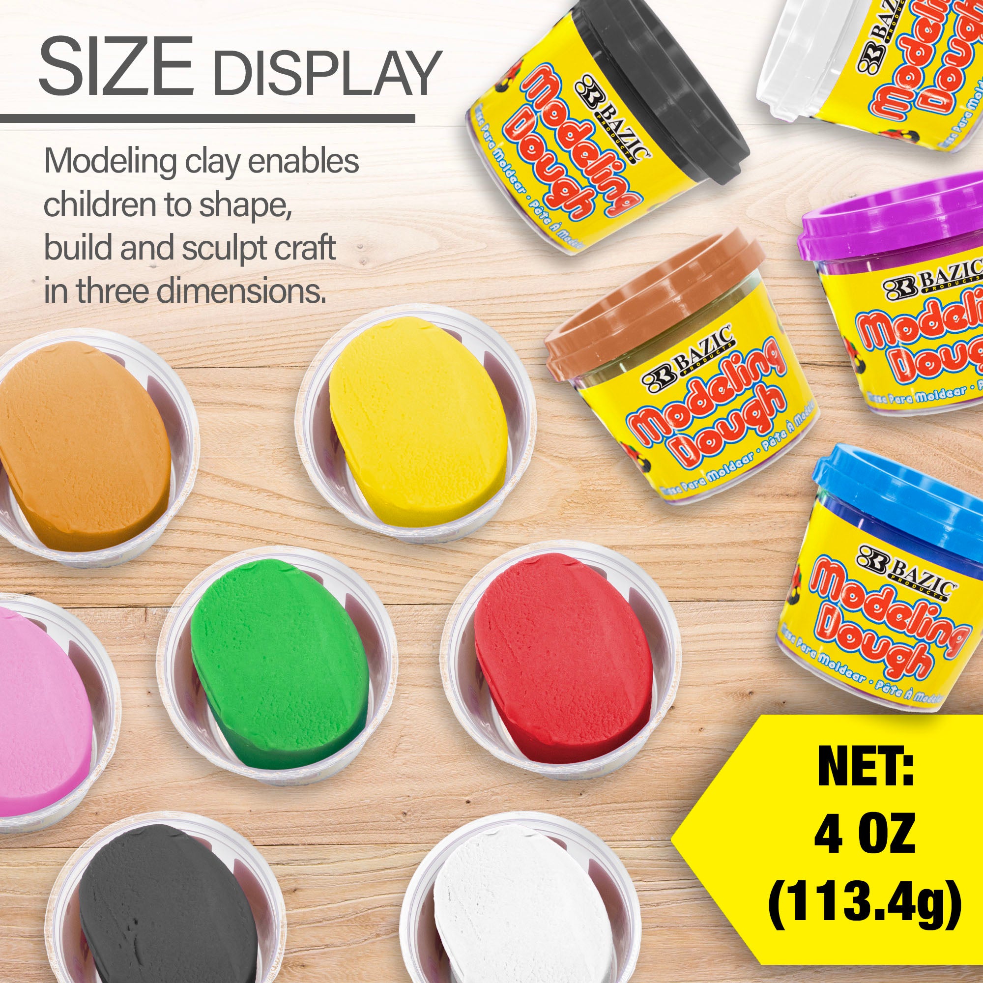 4 oz Primary Color Modeling Dough (4/Pack)