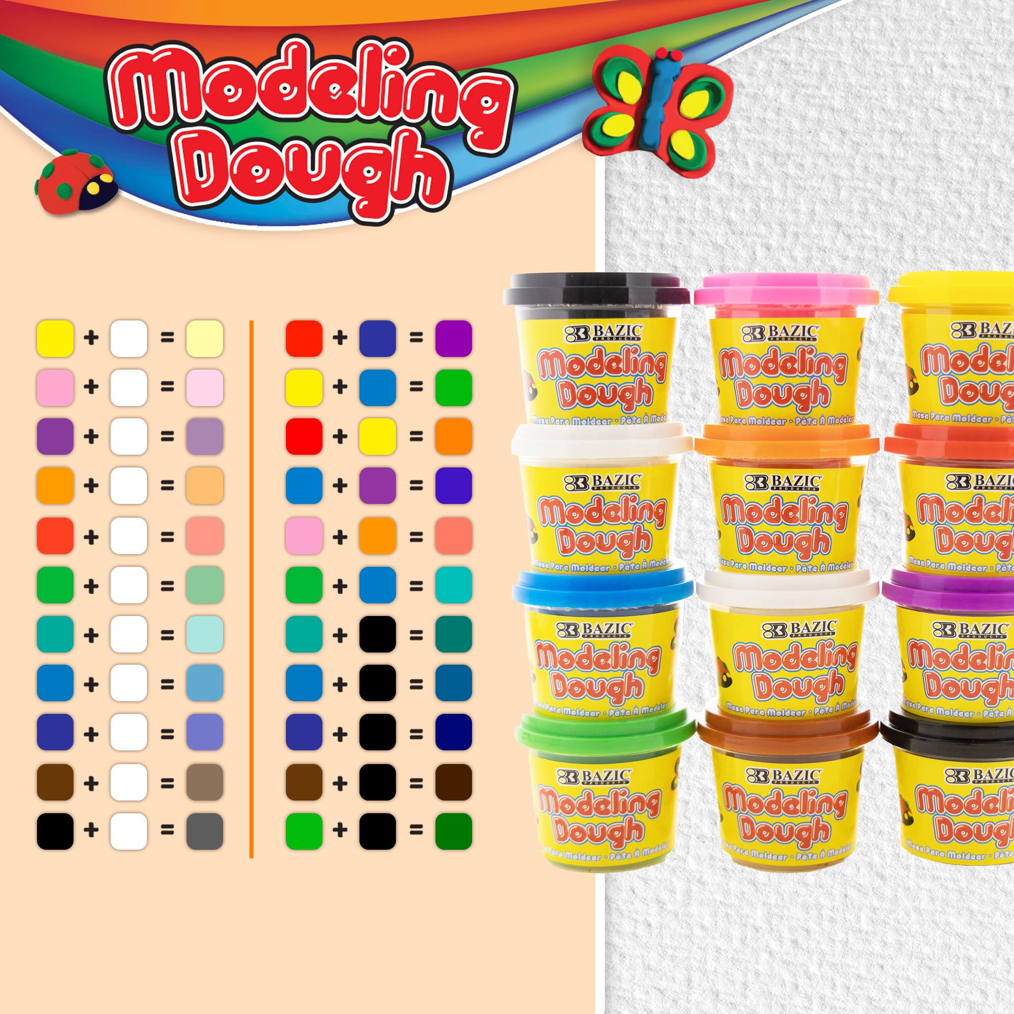 4 oz Primary Color Modeling Dough (4/Pack)