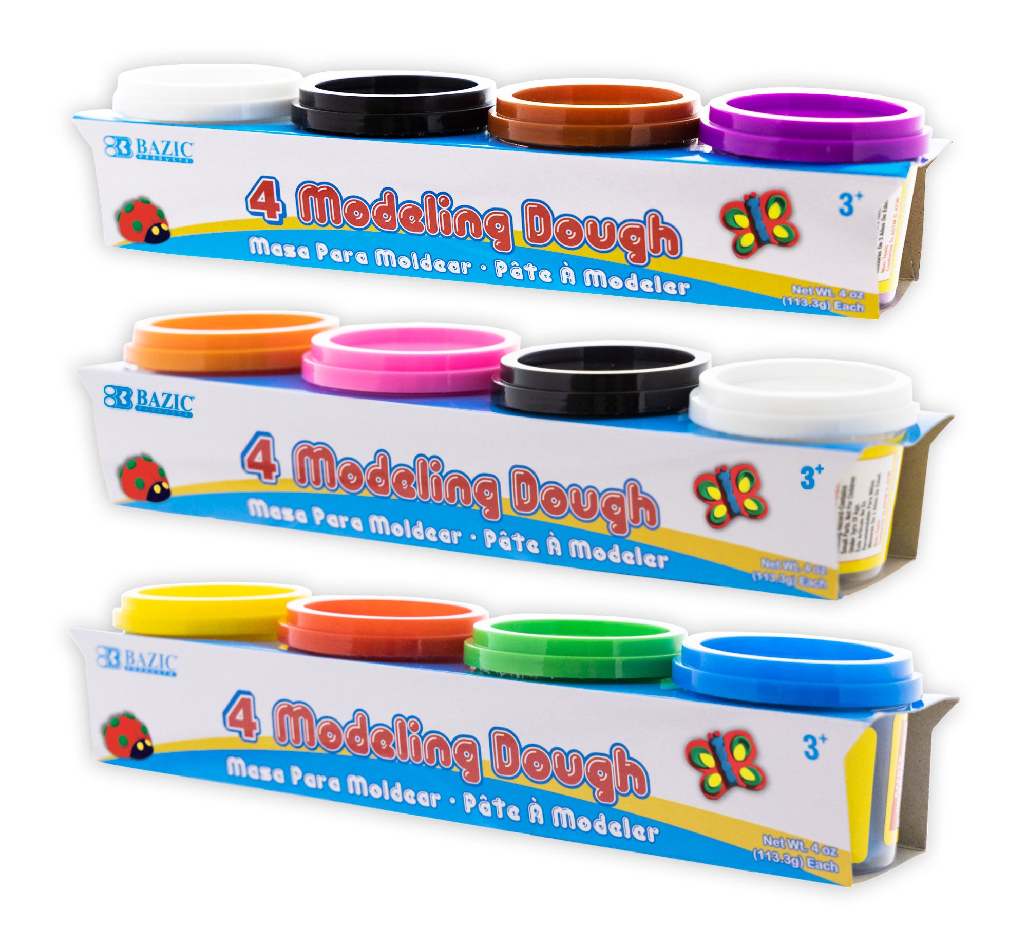 4 oz Primary Color Modeling Dough (4/Pack)