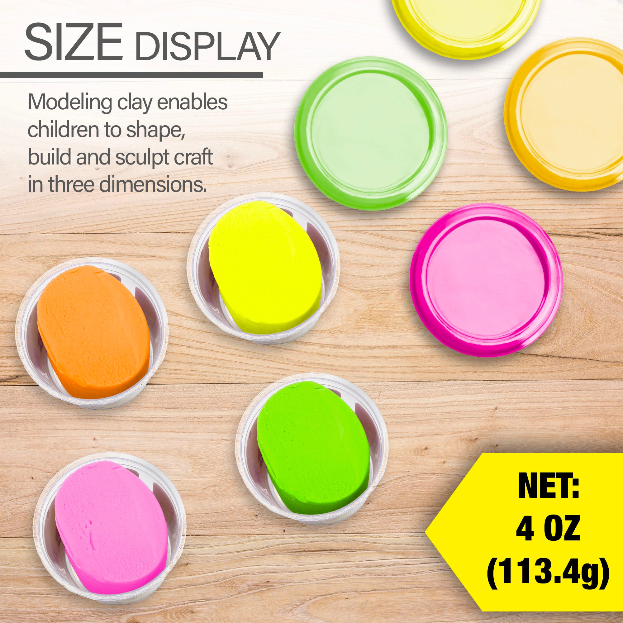 4 oz Fluorescent Color Modeling Dough (4/Pack)