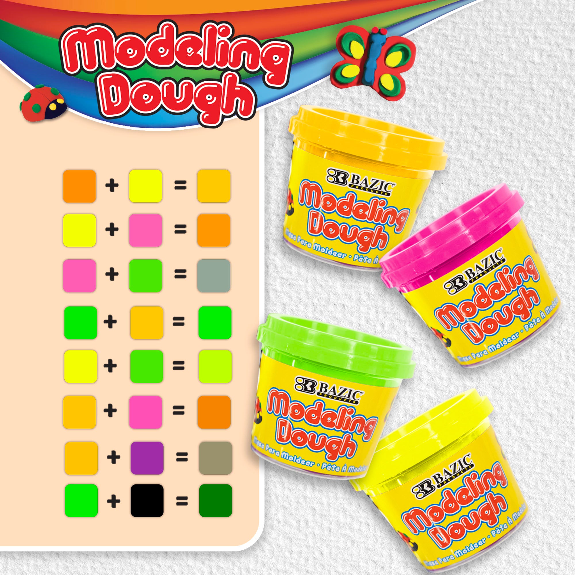 4 oz Fluorescent Color Modeling Dough (4/Pack)