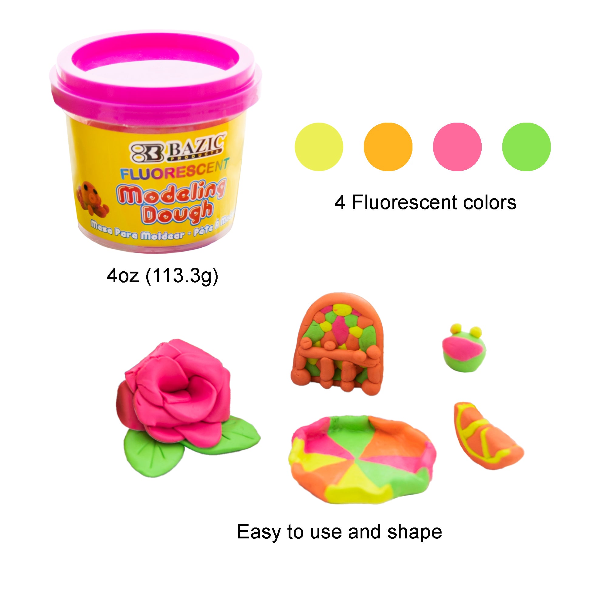 4 oz Fluorescent Color Modeling Dough (4/Pack)