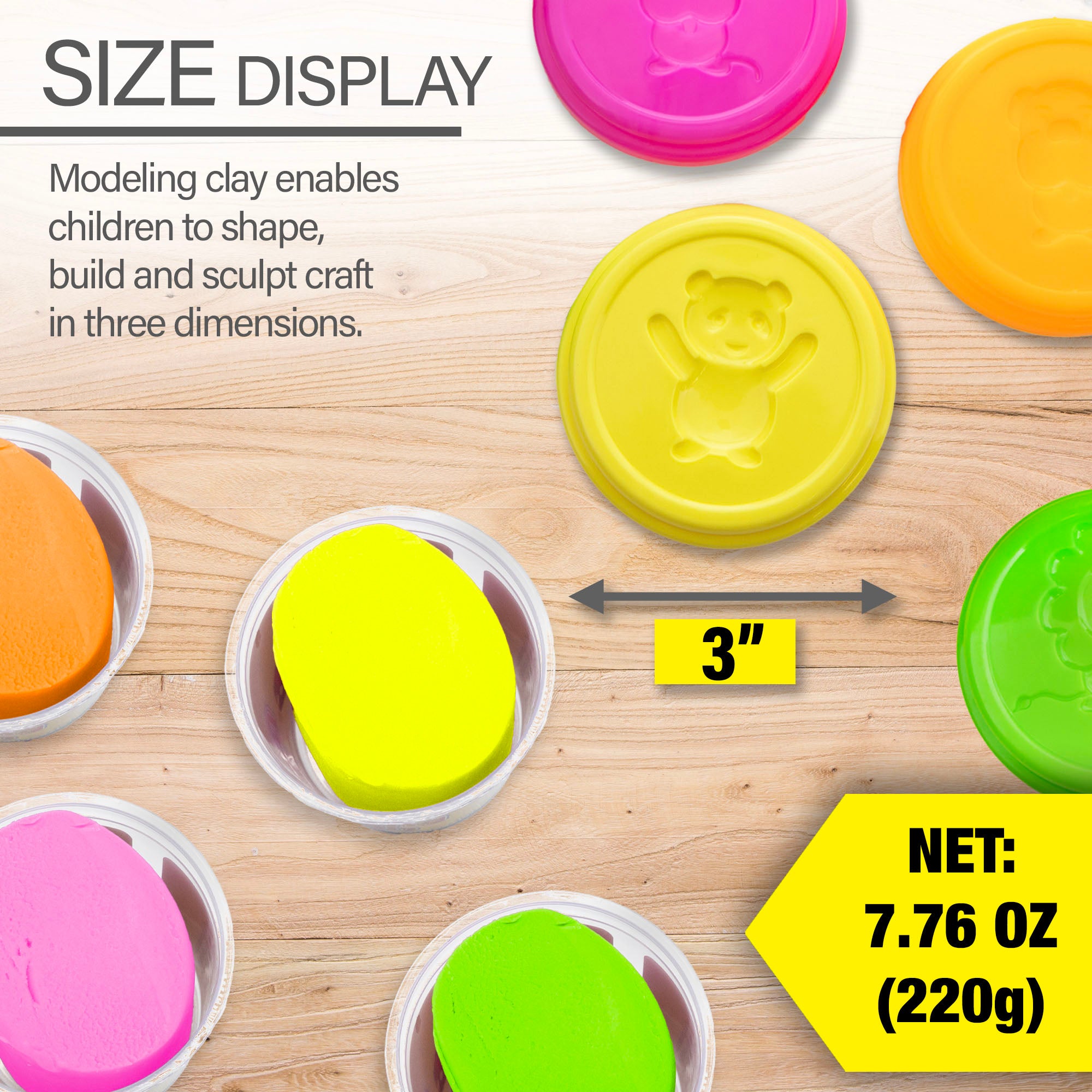 7.76 oz (220g) 4 Fluorescent Color Modeling Dough