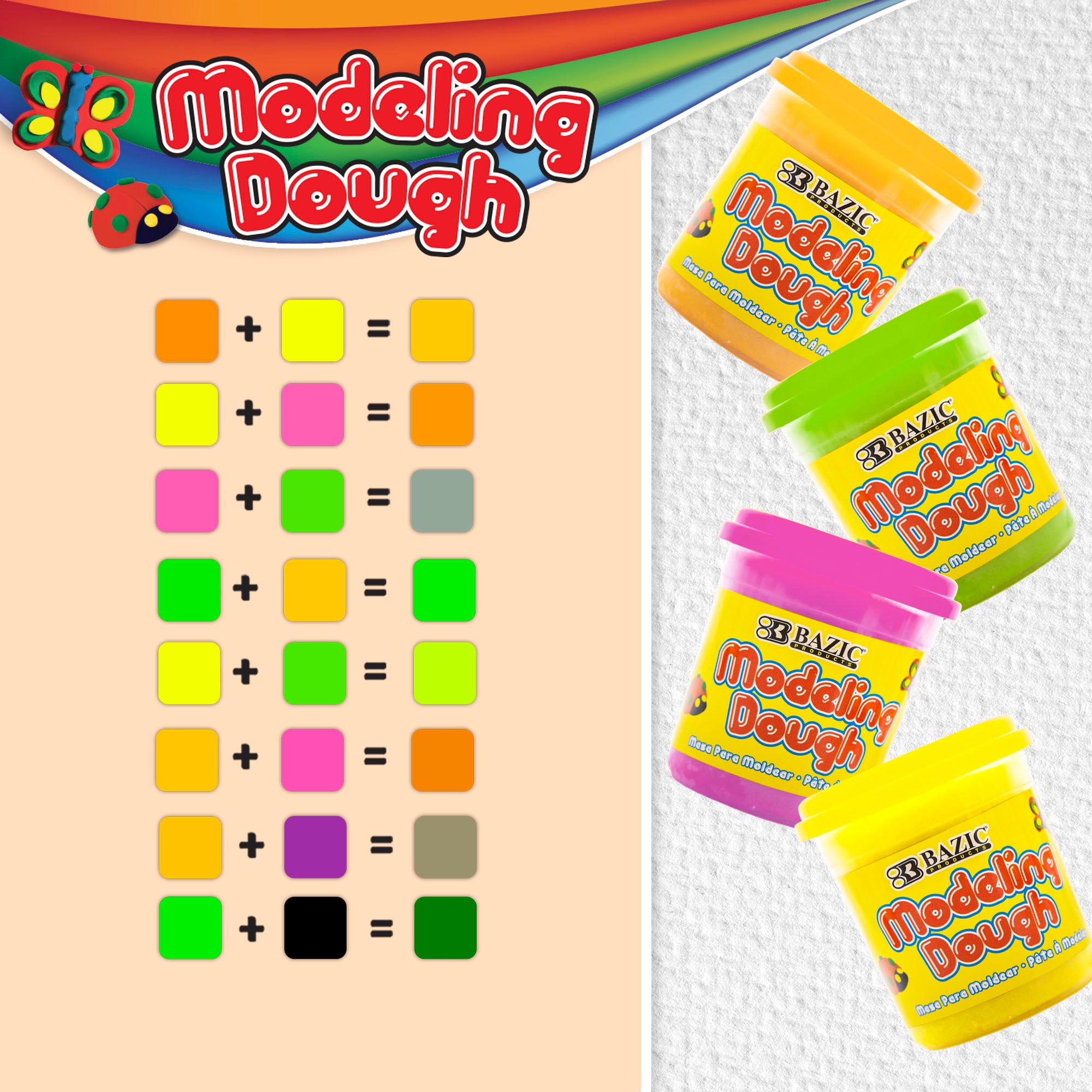 7.76 oz (220g) 4 Fluorescent Color Modeling Dough