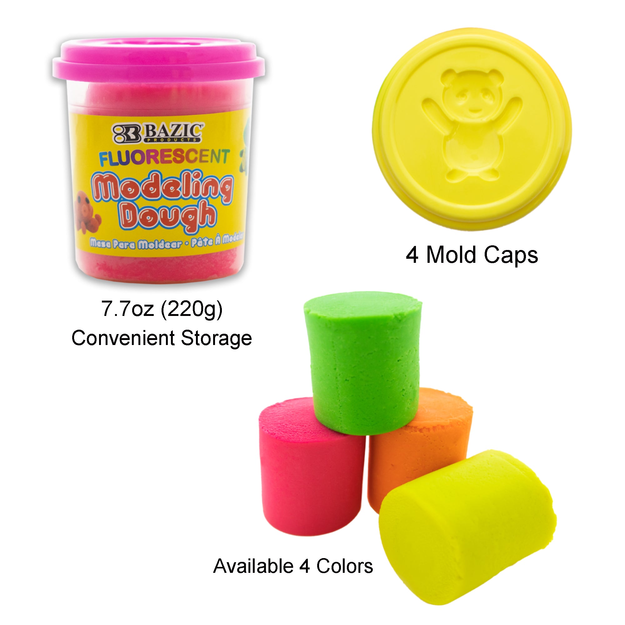 7.76 oz (220g) 4 Fluorescent Color Modeling Dough