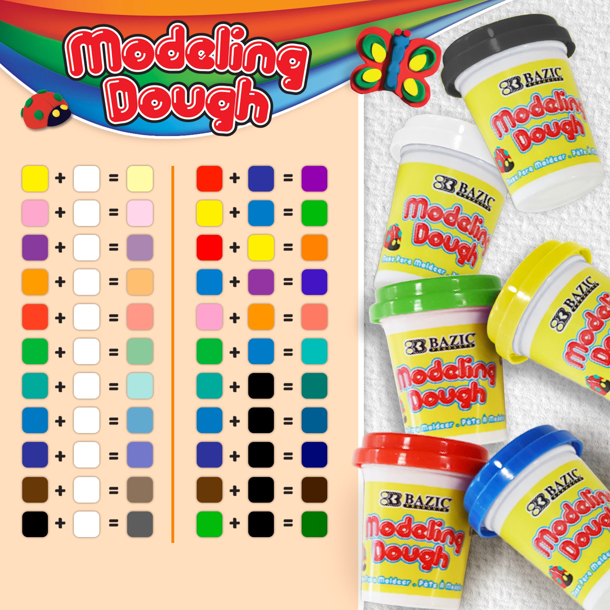2 Oz. Multi Color Modeling Dough (6/Pack)
