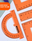 4-Piece Geometry Ruler Combination Sets w/ Center Wheel Compass