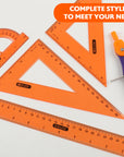 4-Piece Geometry Ruler Combination Sets w/ Center Wheel Compass