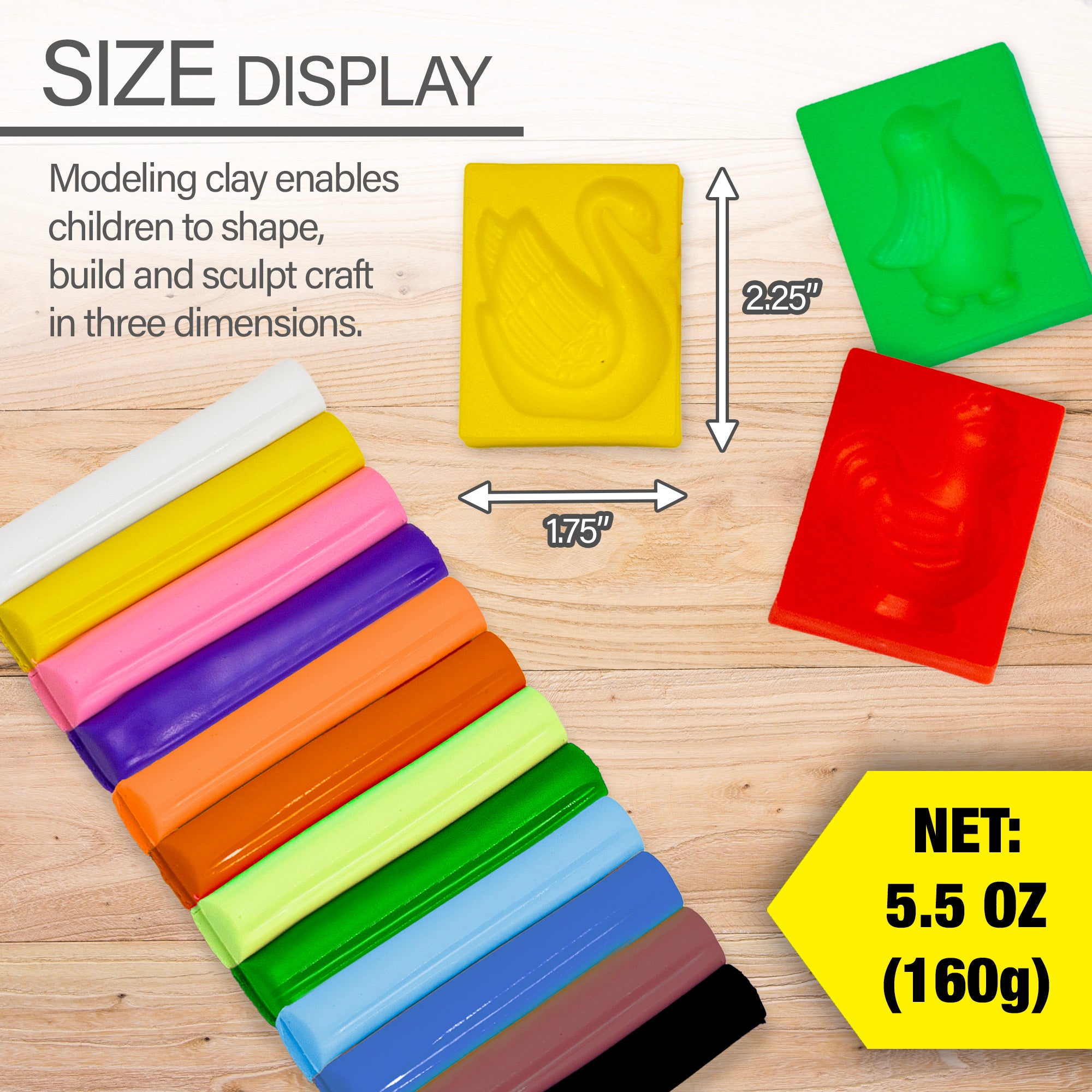5.64 oz (160g) 12 Color Modeling Clay Sticks + 3 molding