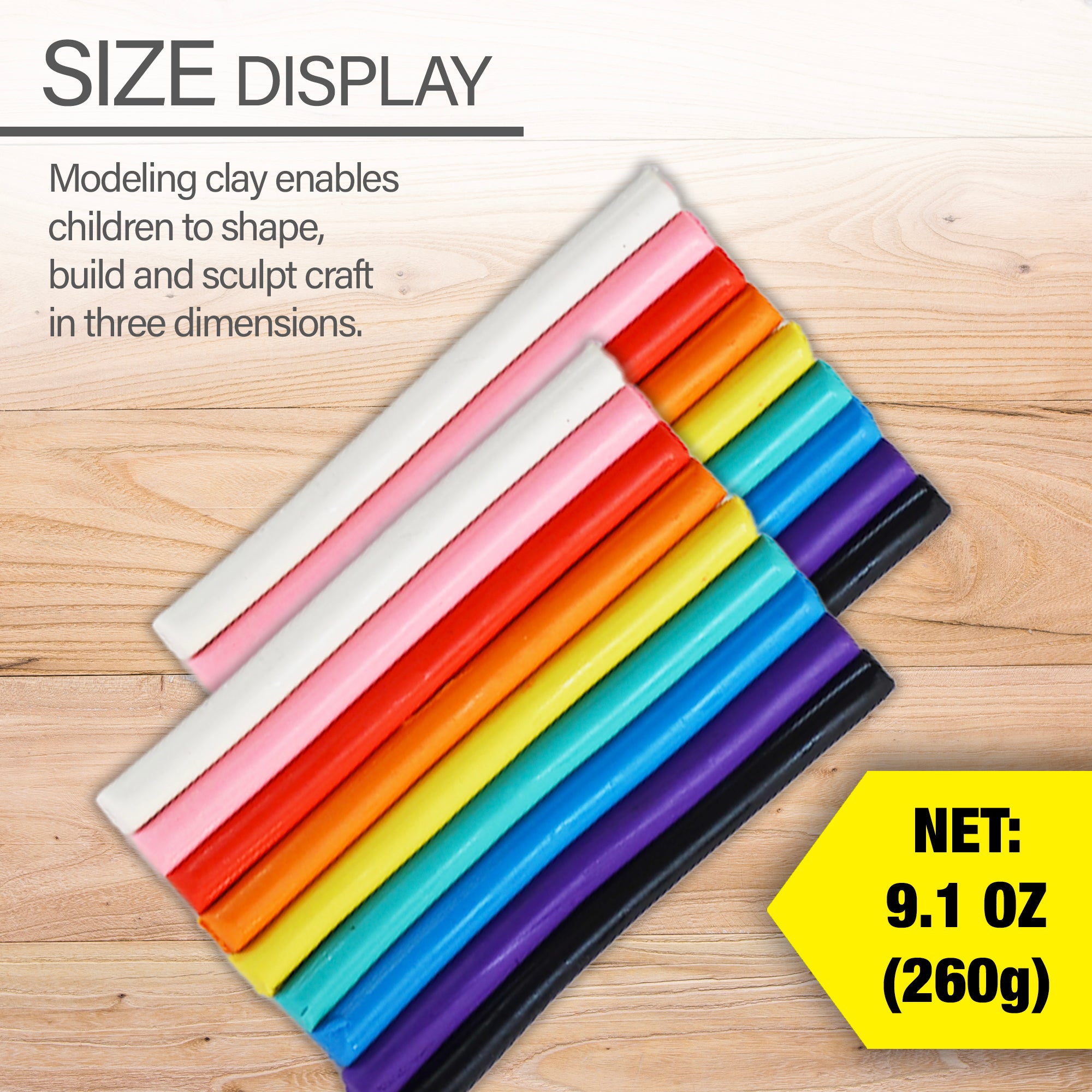 9.17 oz (260g) 9 Color Modeling Clay Sticks