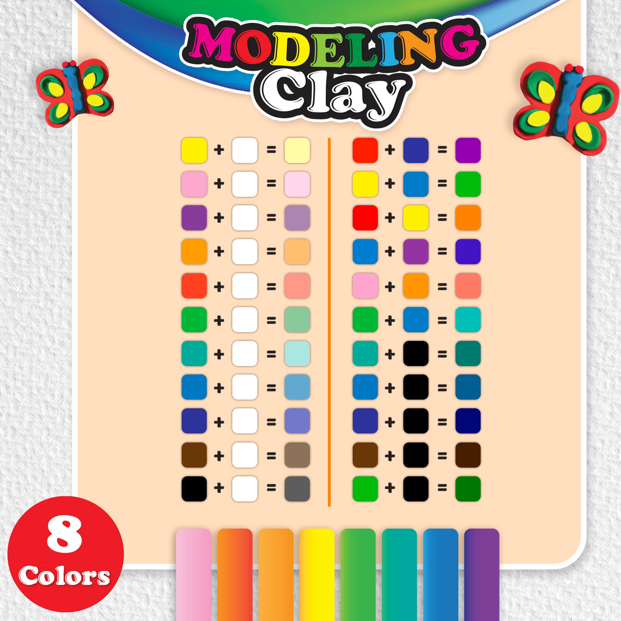 4.8 oz (136g) 8 Primary Color Modeling Clay Sticks