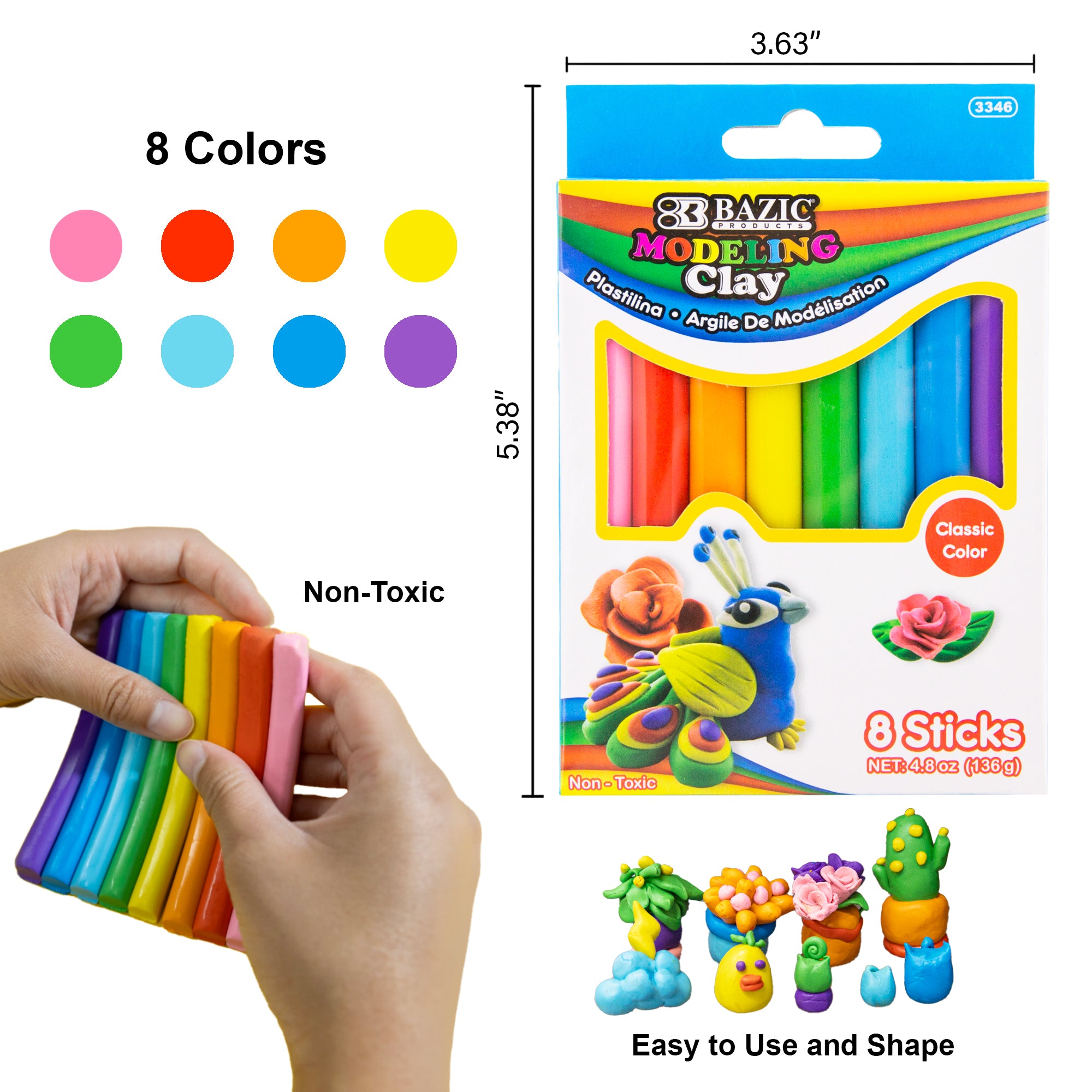 4.8 oz (136g) 8 Primary Color Modeling Clay Sticks